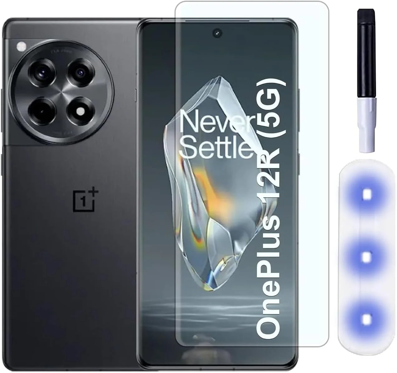محافظ صفحه نمایش شیشه ای حرارت دیده Zubitech برای OnePlus 12R 5G، چسب کامل UV، لبه به لبه، شیشه ای حرارت دیده منحنی سه بعدی، سازگار با اثر انگشت، ضد خش، سختی 9H برای OnePlus 12R 5G