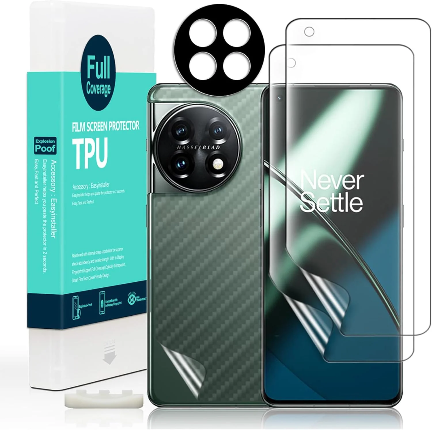 Ibywind 2 Pcs Screen Protector For Oneplus 11 5G 6.7",Flexible TPU Film,With 1Pc Camera Lens Protector,1Pc Back Film[Easy to install]