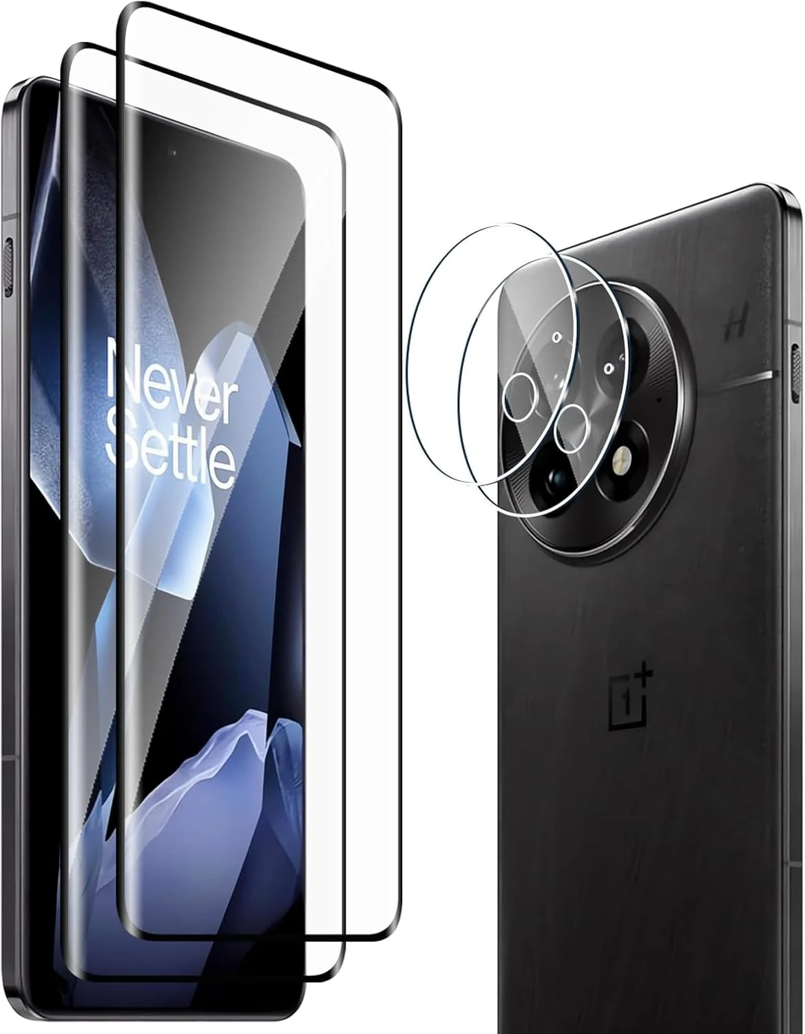 محافظ صفحه نمایش شیشه ای حرارت دیده Fyqzio [بسته 2+2] سازگار با OnePlus 13 و دوربین، بدون حباب، سختی 9H، ضد خش، منحنی سه بعدی، محافظ صفحه نمایش HD برای OnePlus 13