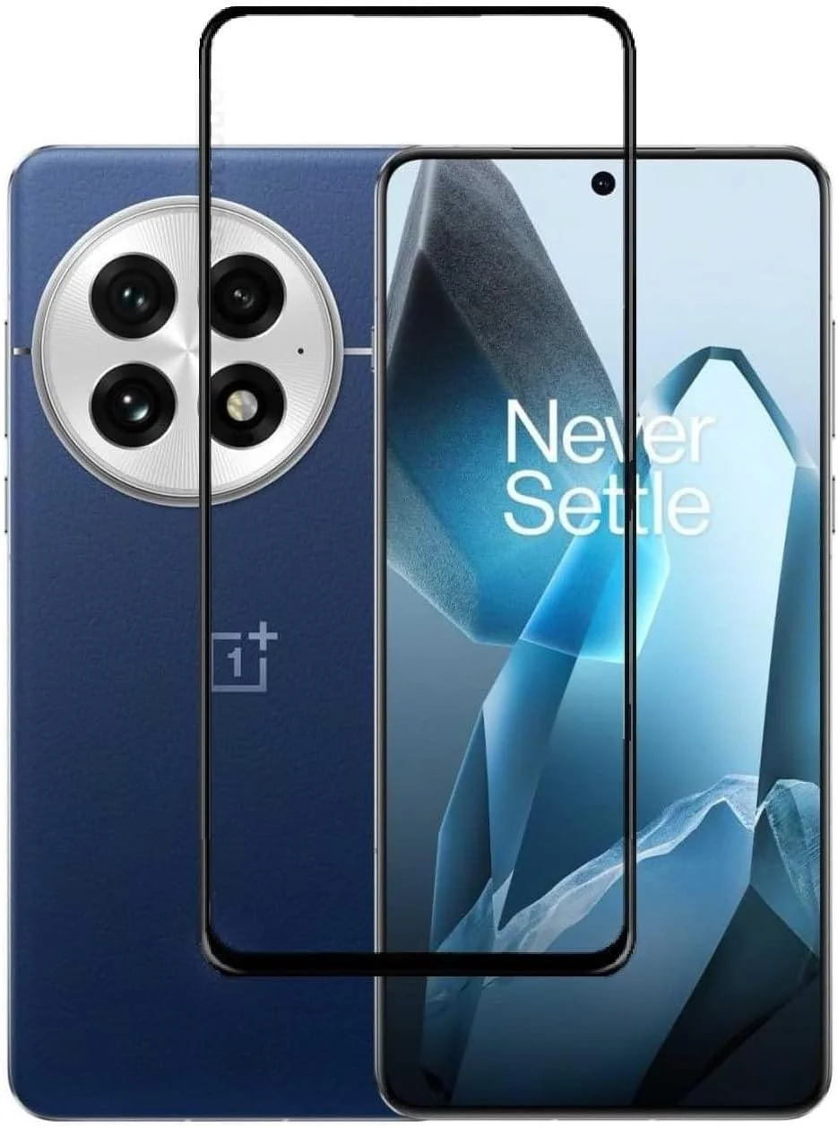 محافظ صفحه نمایش تمام چسب لبه به لبه HD شفاف ضد خش شیشه حرارت دیده برای وان پلاس 13 مشکی (5D مشکی)