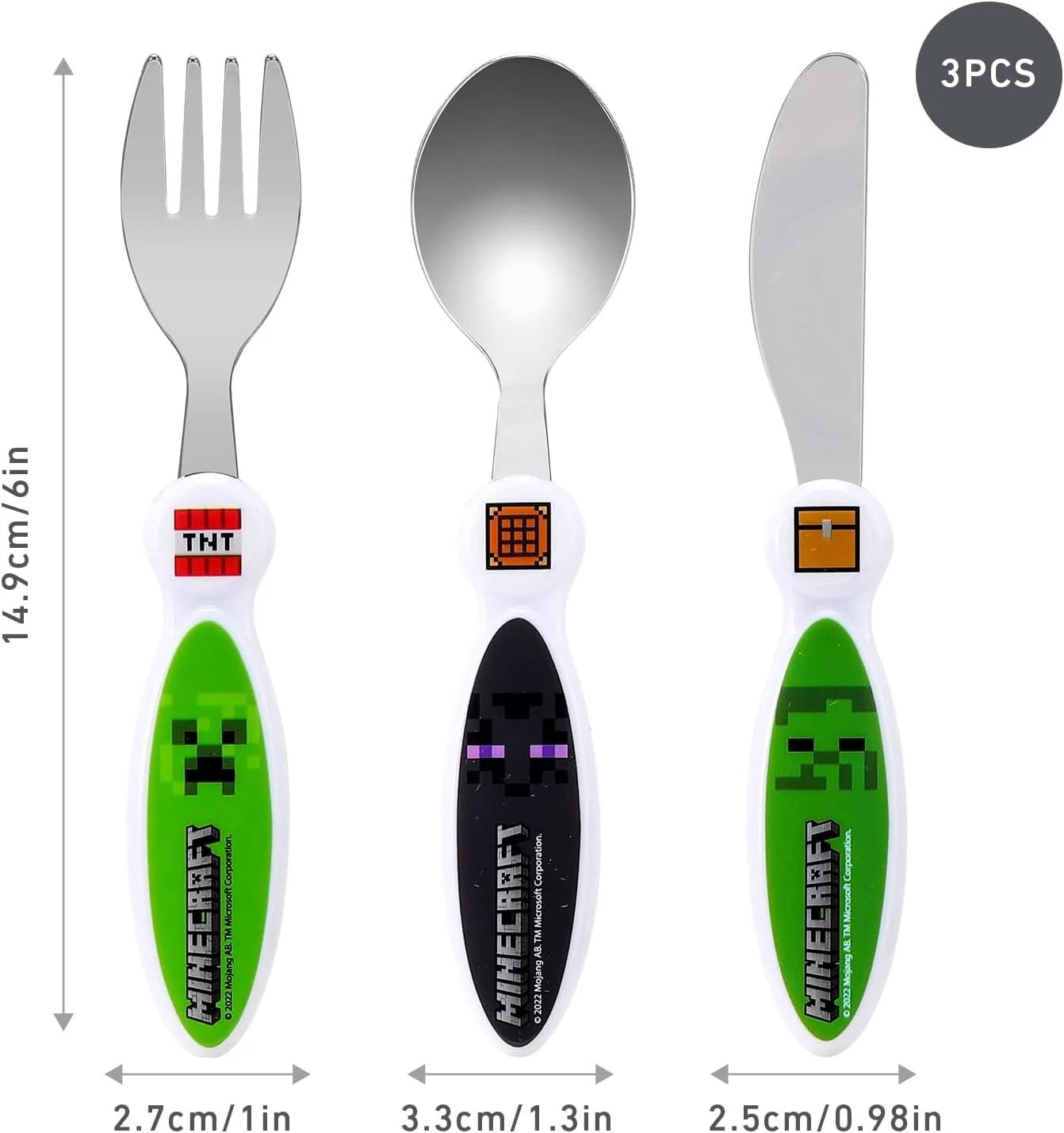 ست کارد، چنگال و قاشق 3 تکه کودکانه Minecraft Zawadi Global ست کارد، چنگال و قاشق 3 تکه کودکانه Minecraft Zawadi Global