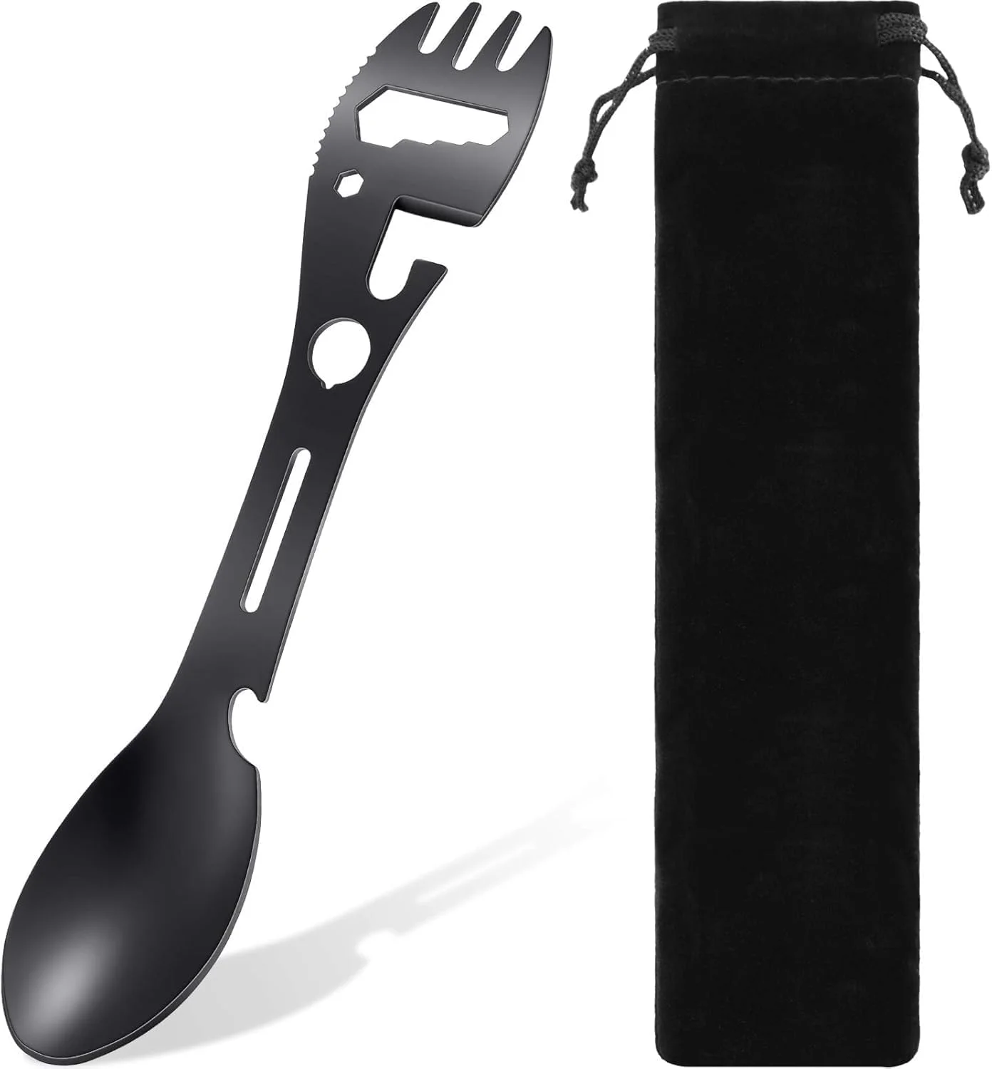 قاشق چنگال چندکاره سفری، قاشق چنگال استیل ضد زنگ، قاشق چنگال مناسب فضای باز، قاشق، چنگال، درب بازکن بطری و کنسرو، 10 عملکرد در 1 طراحی، مناسب برای مسافرت، ابزار غذاخوری، حمل آسان به همراه کیف پارچه ای (مشکی) قاشق چنگال چندکاره سفری، قاشق چنگال استیل ضد زنگ، قاشق چنگال مناسب فضای باز، قاشق، چنگال، درب بازکن بطری و کنسرو، 10 عملکرد در 1 طراحی، مناسب برای مسافرت، ابزار غذاخوری، حمل آسان به همراه کیف پارچه ای (مشکی)