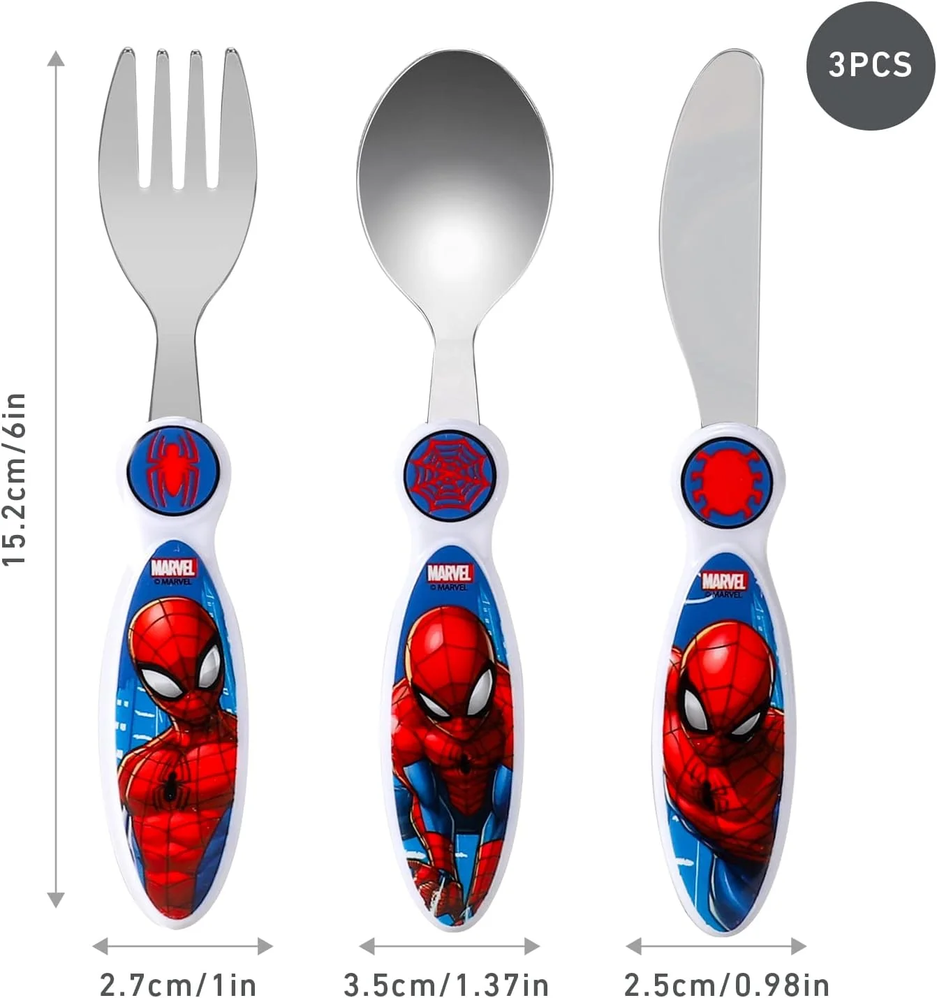 ست столовых приборов 3 تکه کودکانه طرح مرد عنکبوتی Zawadi Global - چاقو/چنگال/قاشق