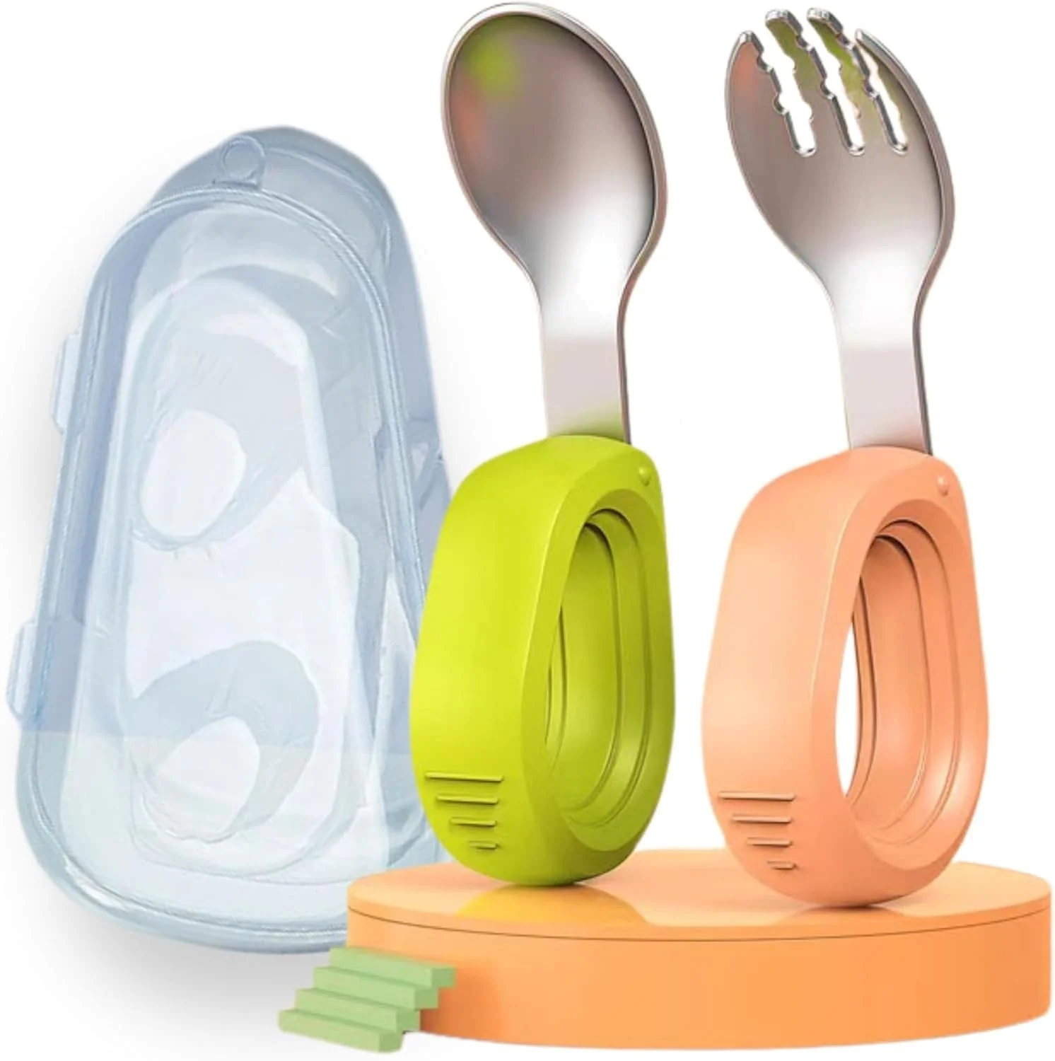 ست قاشق و چنگال کودک، 2 تکه قاشق و چنگال کودک با دسته سیلیکونی، کارد و چنگال استیل ضد زنگ برای کودکان، با قابلیت گرفتن آسان، قابل شستشو در ماشین ظرفشویی، نارنجی و سبز ست قاشق و چنگال کودک، 2 تکه قاشق و چنگال کودک با دسته سیلیکونی، کارد و چنگال استیل ضد زنگ برای کودکان، با قابلیت گرفتن آسان، قابل شستشو در ماشین ظرفشویی، نارنجی و سبز