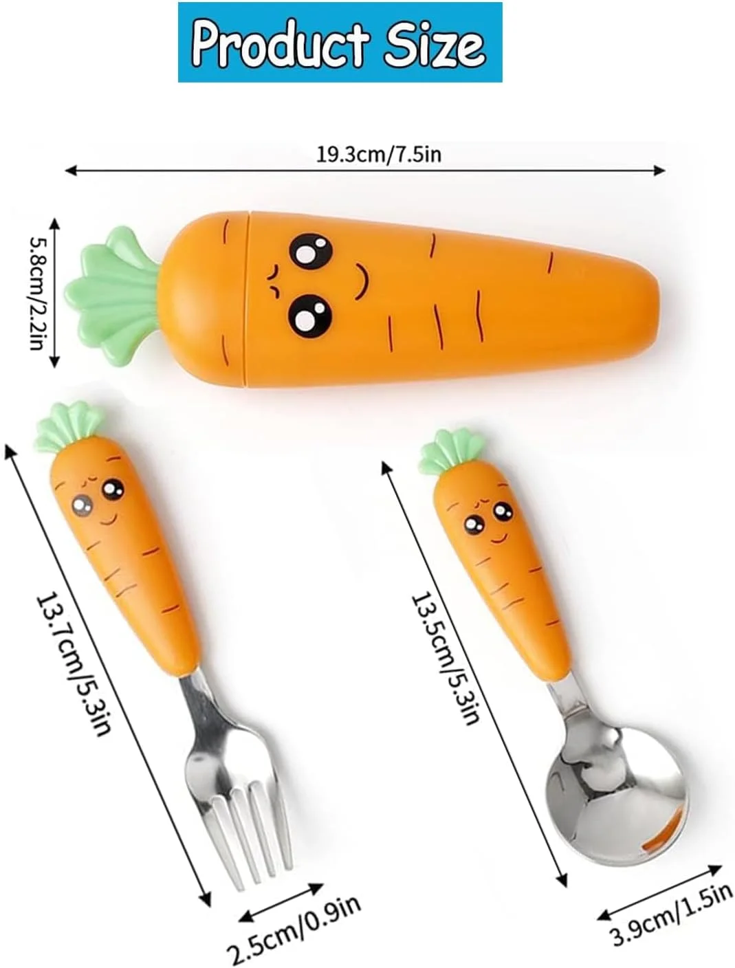 ست قاشق و چنگال کودک WEZCHUGHAOL، 2 تکه، قاشق و چنگال استیل ضد زنگ، ست کارد و چنگال مسافرتی با جعبه، قاشق و چنگال هویجی بامزه، مناسب برای کودکان نوپا و بچه ها ست قاشق و چنگال کودک WEZCHUGHAOL، 2 تکه، قاشق و چنگال استیل ضد زنگ، ست کارد و چنگال مسافرتی با جعبه، قاشق و چنگال هویجی بامزه، مناسب برای کودکان نوپا و بچه ها