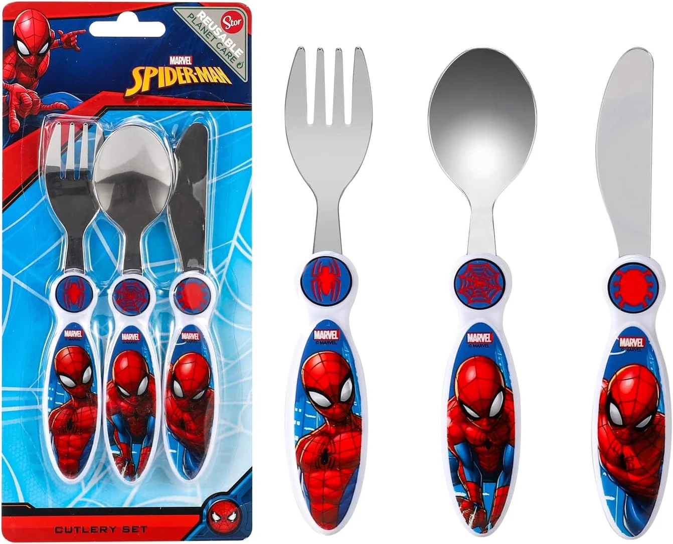 ست столовых приборов 3 تکه کودکانه طرح مرد عنکبوتی Zawadi Global - چاقو/چنگال/قاشق