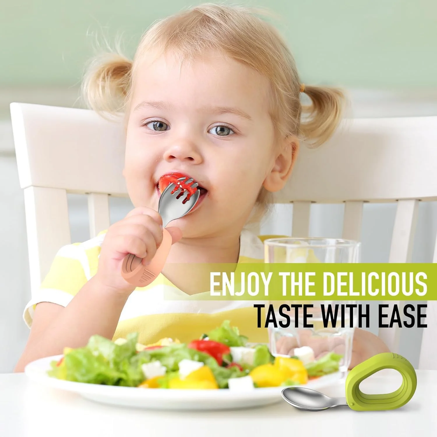 ست قاشق و چنگال کودک، 2 تکه قاشق و چنگال کودک با دسته سیلیکونی، کارد و چنگال استیل ضد زنگ برای کودکان، با قابلیت گرفتن آسان، قابل شستشو در ماشین ظرفشویی، نارنجی و سبز ست قاشق و چنگال کودک، 2 تکه قاشق و چنگال کودک با دسته سیلیکونی، کارد و چنگال استیل ضد زنگ برای کودکان، با قابلیت گرفتن آسان، قابل شستشو در ماشین ظرفشویی، نارنجی و سبز