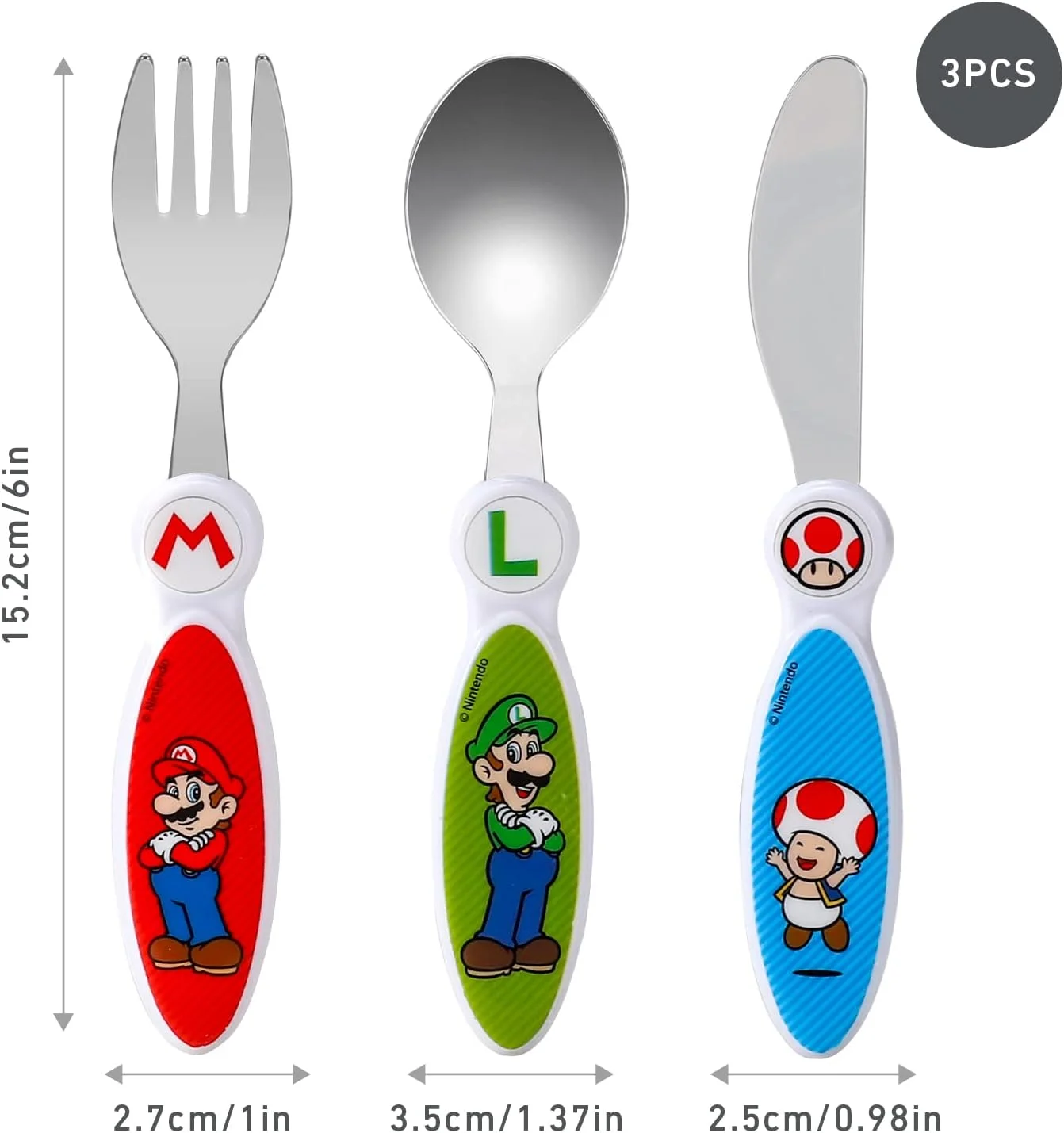 ست столовых приборов 3 تکه کودکانه Zawadi Global Super Mario - چاقو/چنگال/قاشق ست столовых приборов 3 تکه کودکانه Zawadi Global Super Mario - چاقو/چنگال/قاشق