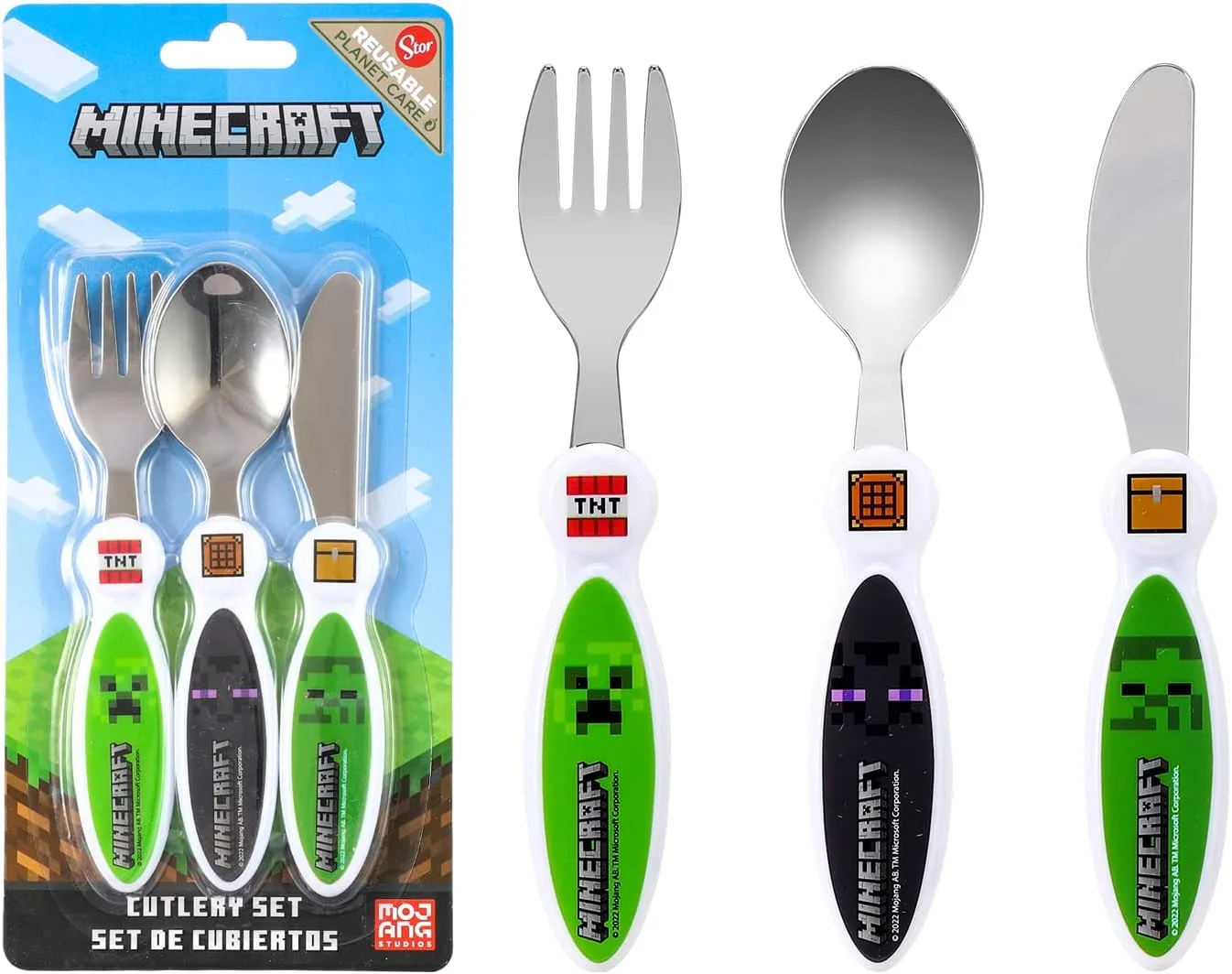 ست کارد، چنگال و قاشق 3 تکه کودکانه Minecraft Zawadi Global ست کارد، چنگال و قاشق 3 تکه کودکانه Minecraft Zawadi Global