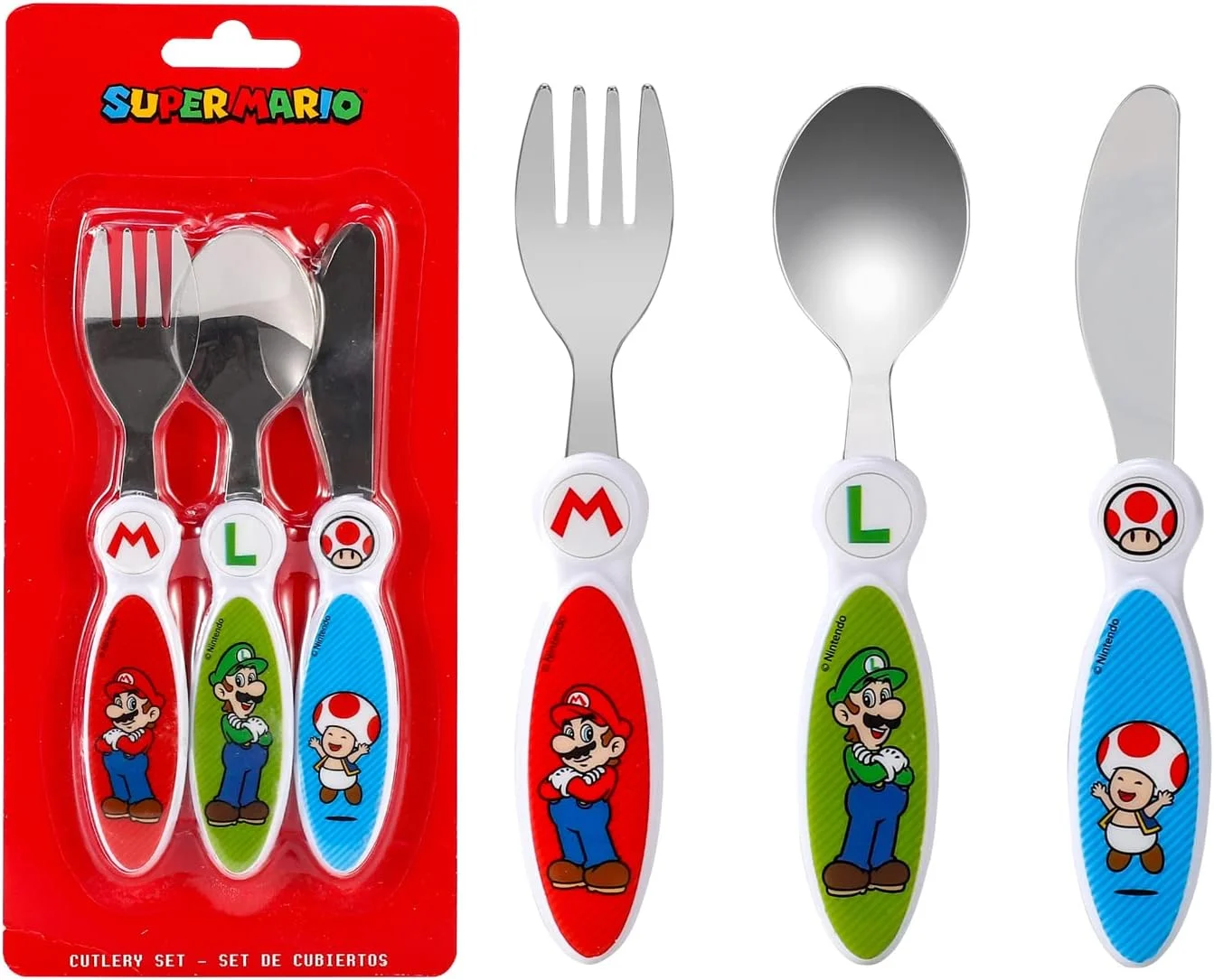 ست столовых приборов 3 تکه کودکانه Zawadi Global Super Mario - چاقو/چنگال/قاشق ست столовых приборов 3 تکه کودکانه Zawadi Global Super Mario - چاقو/چنگال/قاشق