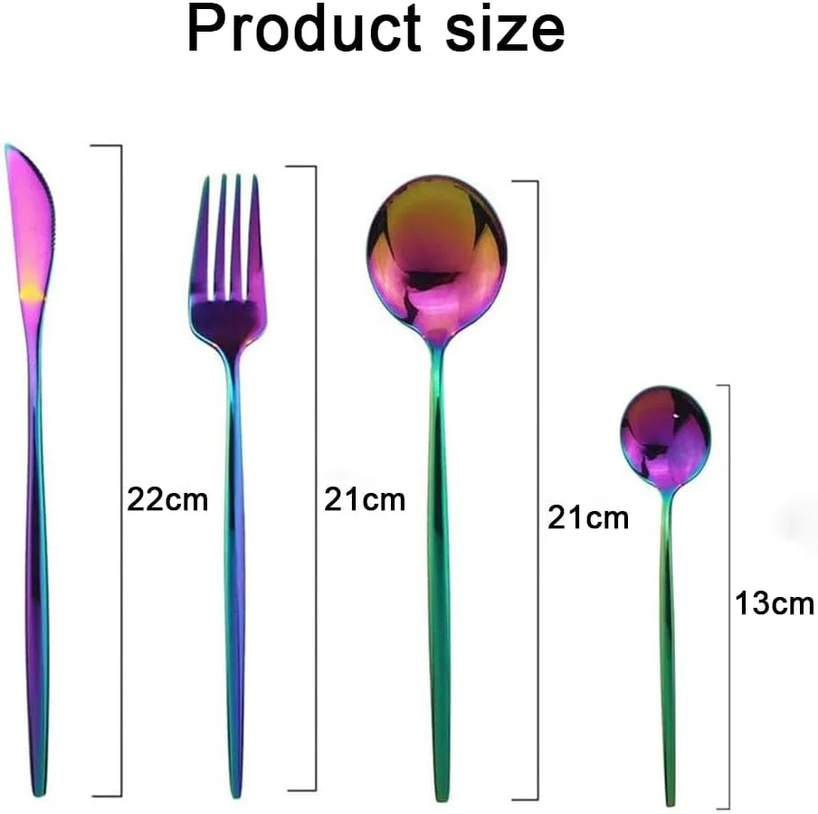 ست کارد و چنگال آشپزخانه ۲۴ پارچه TOMVAES با فولاد ضد زنگ، ست های کارد و چنگال شیک برای استفاده در خانه، مهمانی، هتل و رستوران، ست نقره ای بادوام، ضد زنگ، تمیز کردن آسان (رنگی) ست کارد و چنگال آشپزخانه ۲۴ پارچه TOMVAES با فولاد ضد زنگ، ست های کارد و چنگال شیک برای استفاده در خانه، مهمانی، هتل و رستوران، ست نقره ای بادوام، ضد زنگ، تمیز کردن آسان (رنگی)