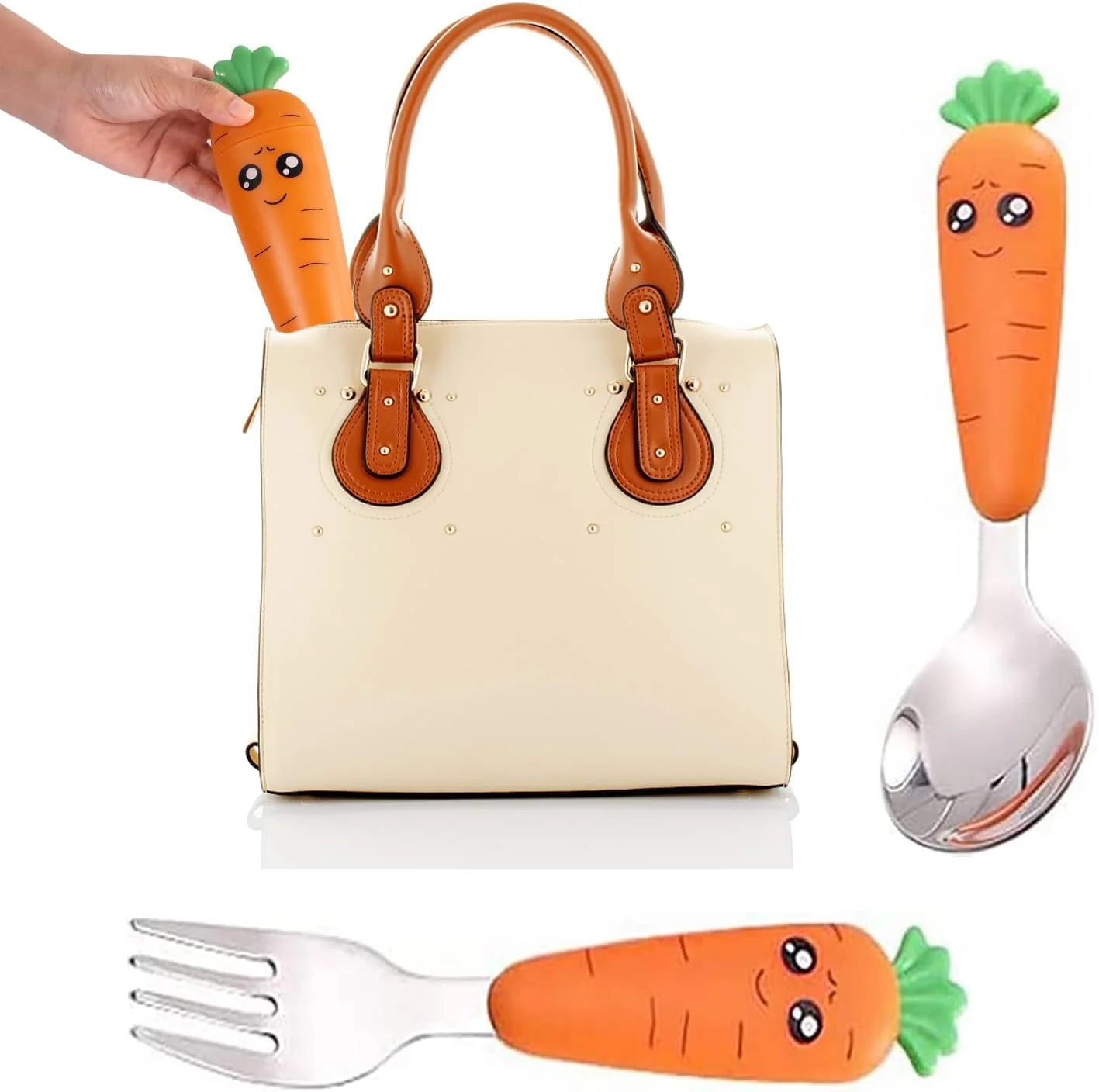 ست قاشق و چنگال کودک WEZCHUGHAOL، 2 تکه، قاشق و چنگال استیل ضد زنگ، ست کارد و چنگال مسافرتی با جعبه، قاشق و چنگال هویجی بامزه، مناسب برای کودکان نوپا و بچه ها ست قاشق و چنگال کودک WEZCHUGHAOL، 2 تکه، قاشق و چنگال استیل ضد زنگ، ست کارد و چنگال مسافرتی با جعبه، قاشق و چنگال هویجی بامزه، مناسب برای کودکان نوپا و بچه ها