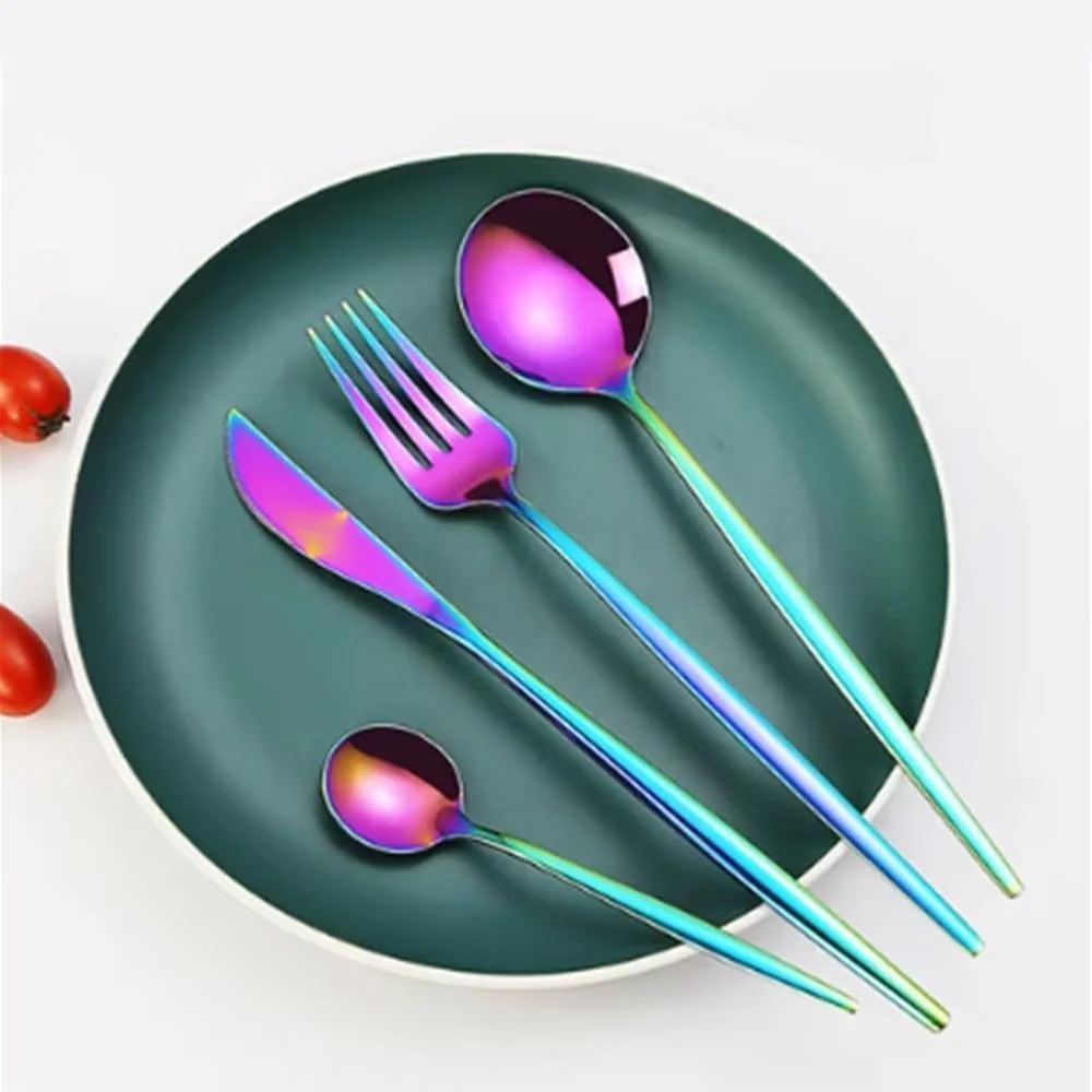 ست کارد و چنگال آشپزخانه ۲۴ پارچه TOMVAES با فولاد ضد زنگ، ست های کارد و چنگال شیک برای استفاده در خانه، مهمانی، هتل و رستوران، ست نقره ای بادوام، ضد زنگ، تمیز کردن آسان (رنگی) ست کارد و چنگال آشپزخانه ۲۴ پارچه TOMVAES با فولاد ضد زنگ، ست های کارد و چنگال شیک برای استفاده در خانه، مهمانی، هتل و رستوران، ست نقره ای بادوام، ضد زنگ، تمیز کردن آسان (رنگی)