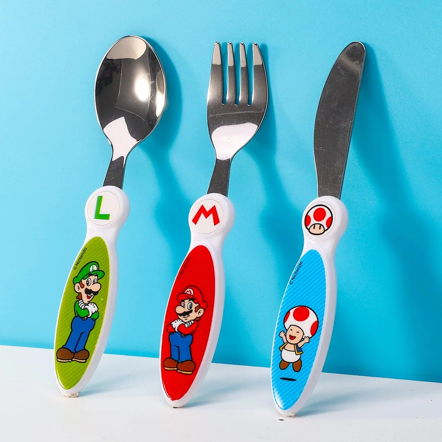 ست столовых приборов 3 تکه کودکانه Zawadi Global Super Mario - چاقو/چنگال/قاشق ست столовых приборов 3 تکه کودکانه Zawadi Global Super Mario - چاقو/چنگال/قاشق