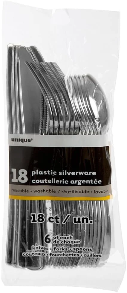 ست کارد و چنگال نقره ای متالیک 18 پارچه