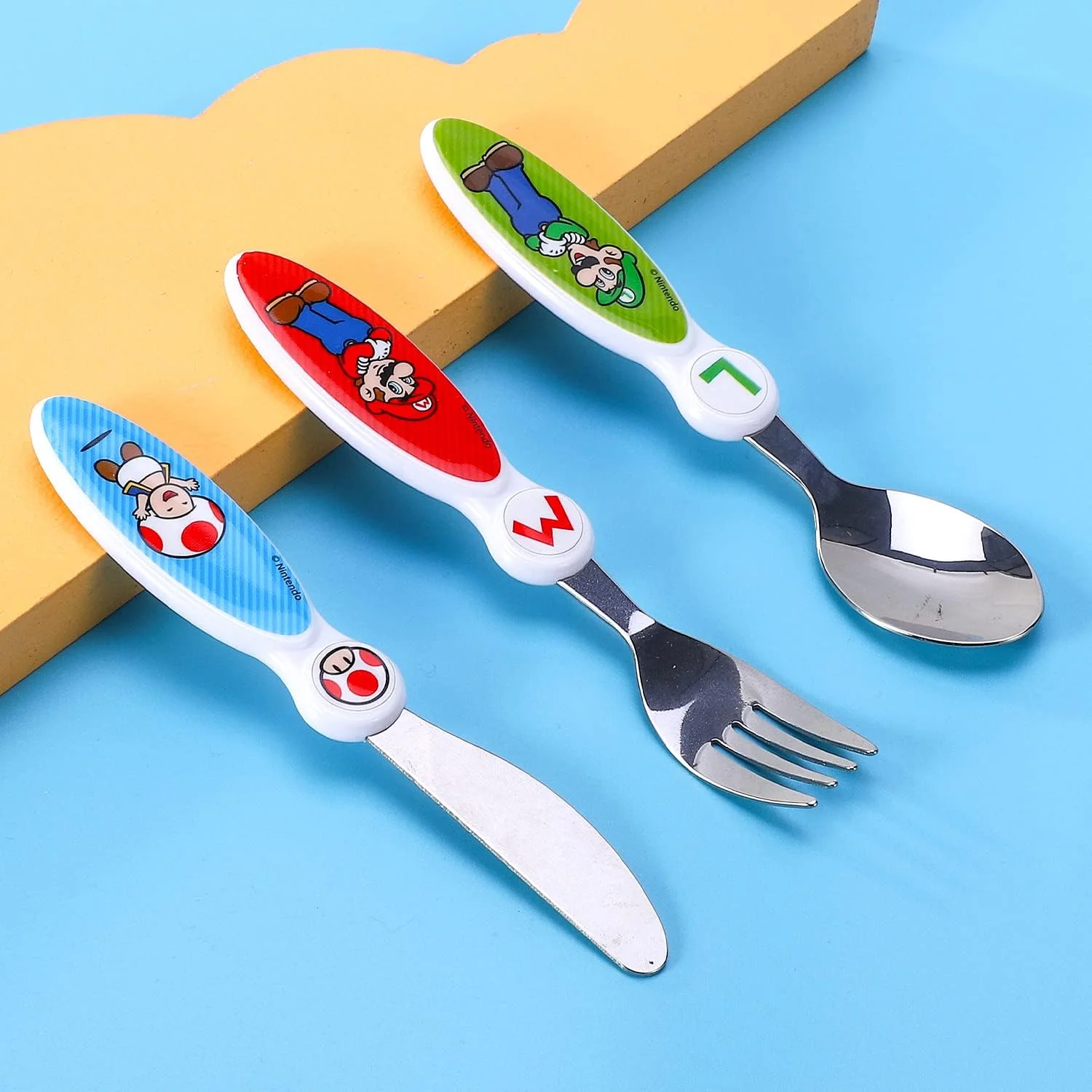 ست столовых приборов 3 تکه کودکانه Zawadi Global Super Mario - چاقو/چنگال/قاشق ست столовых приборов 3 تکه کودکانه Zawadi Global Super Mario - چاقو/چنگال/قاشق