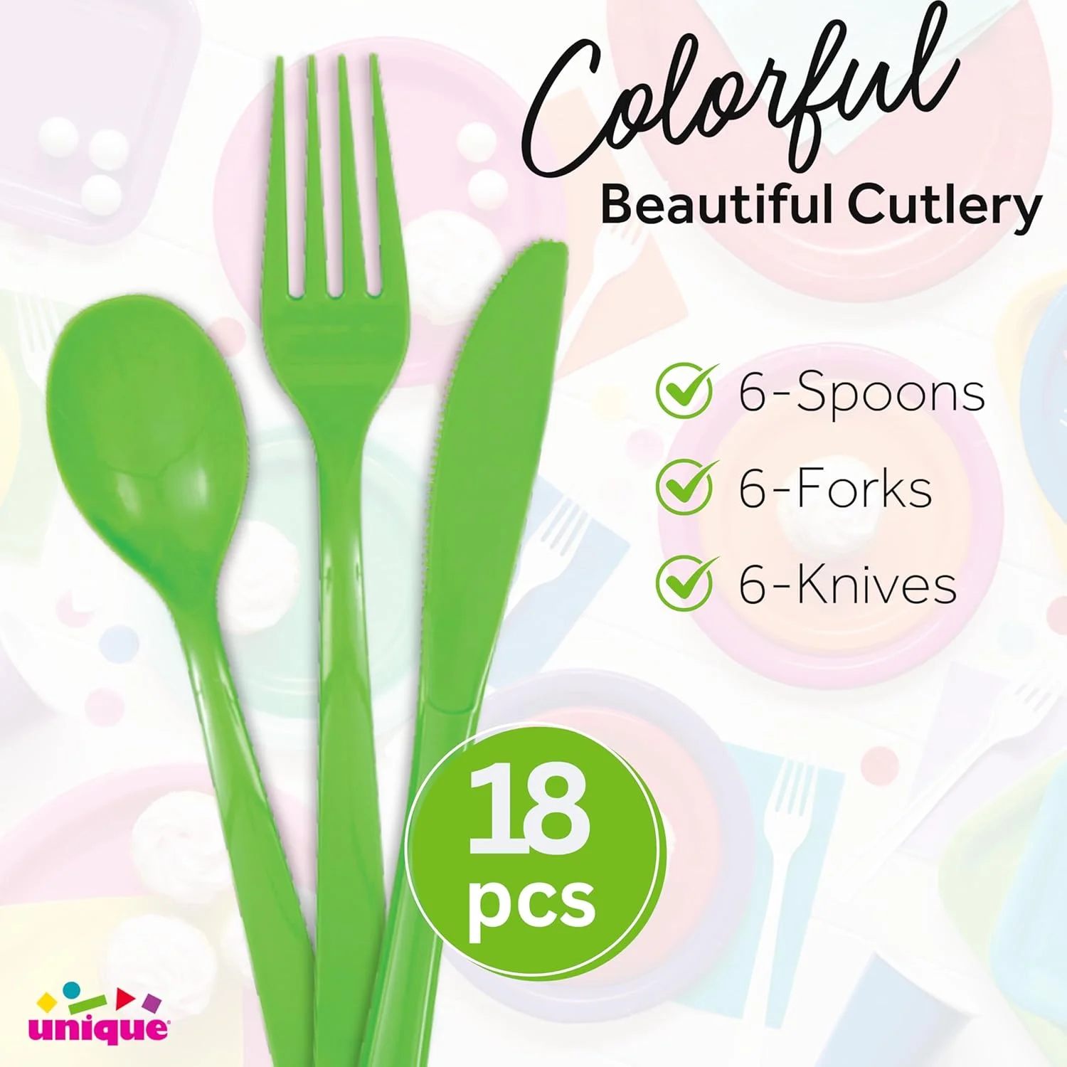 ست کارد و چنگال و قاشق 18 پارچه سبز لیمویی ست کارد و چنگال و قاشق 18 پارچه سبز لیمویی