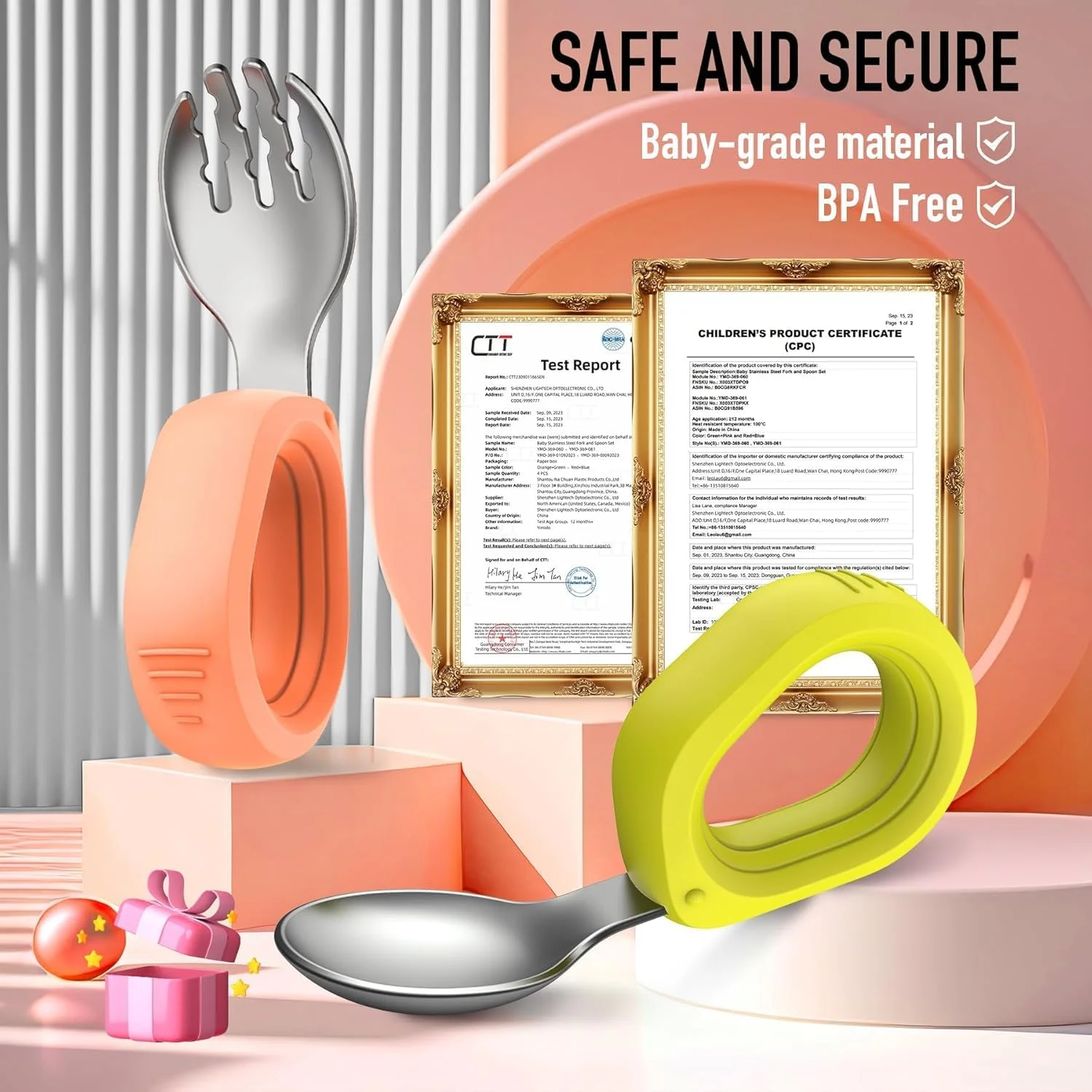 ست قاشق و چنگال کودک، 2 تکه قاشق و چنگال کودک با دسته سیلیکونی، کارد و چنگال استیل ضد زنگ برای کودکان، با قابلیت گرفتن آسان، قابل شستشو در ماشین ظرفشویی، نارنجی و سبز ست قاشق و چنگال کودک، 2 تکه قاشق و چنگال کودک با دسته سیلیکونی، کارد و چنگال استیل ضد زنگ برای کودکان، با قابلیت گرفتن آسان، قابل شستشو در ماشین ظرفشویی، نارنجی و سبز