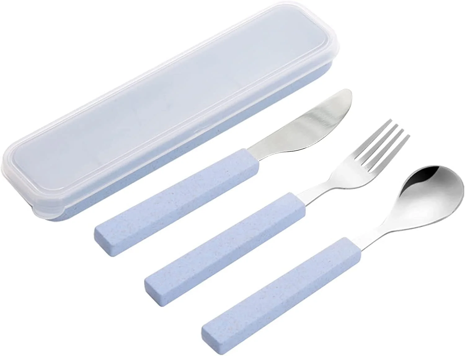 ست کارد و چنگال کودک SYOSI، ست ظروف 18/10 استیل ضد زنگ، شامل چاقو، قاشق و چنگال به همراه جعبه مسافرتی برای جعبه ناهار بچه ها، 3 تکه (آبی) ست کارد و چنگال کودک SYOSI، ست ظروف 18/10 استیل ضد زنگ، شامل چاقو، قاشق و چنگال به همراه جعبه مسافرتی برای جعبه ناهار بچه ها، 3 تکه (آبی)