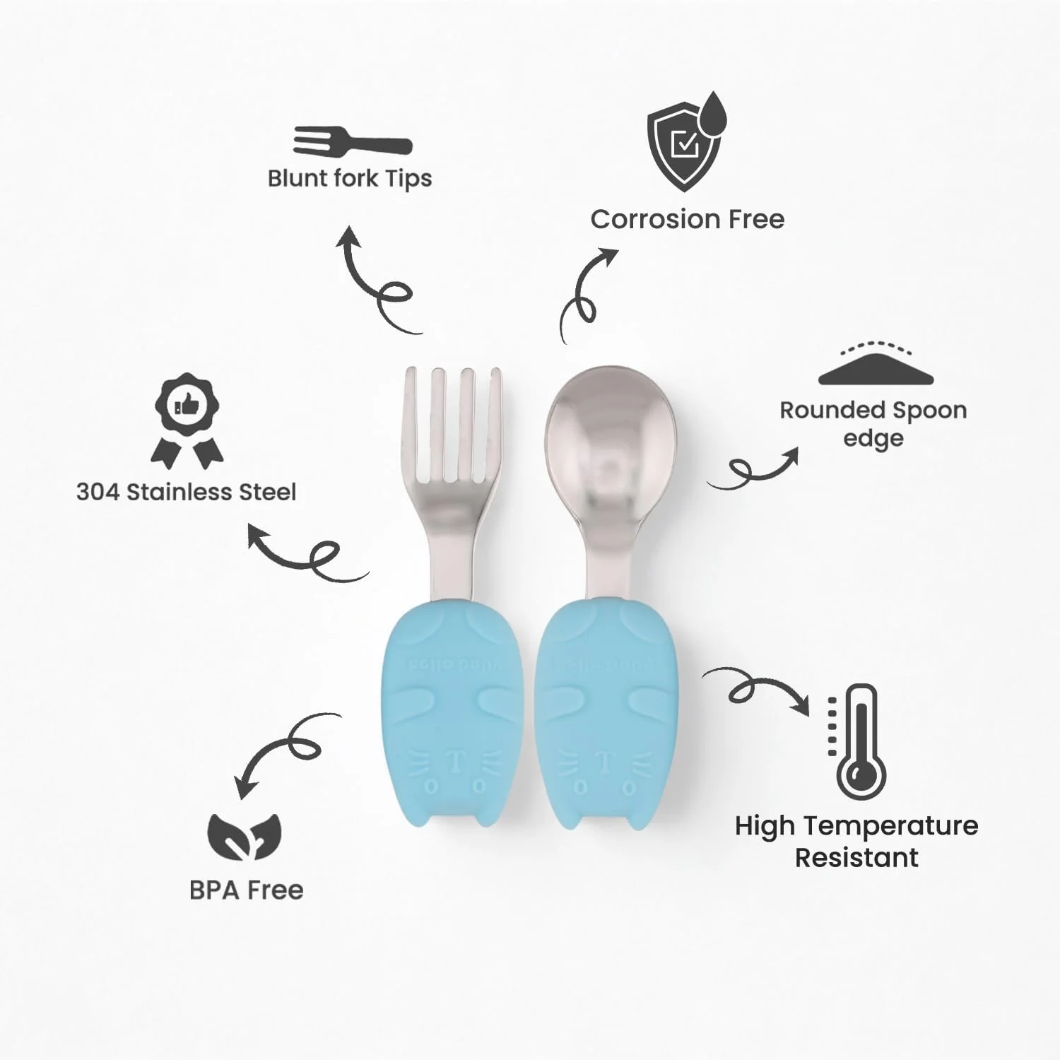 ست قاشق و چنگال استیل ضد زنگ کودک با جعبه | لبه گرد، دسته سیلیکونی نرم و بدون BPA | ست قاشق و چنگال کودک برای جعبه ناهار | ظروف غذاخوری کودک با جعبه قابل حمل (آبی) ست قاشق و چنگال استیل ضد زنگ کودک با جعبه | لبه گرد، دسته سیلیکونی نرم و بدون BPA | ست قاشق و چنگال کودک برای جعبه ناهار | ظروف غذاخوری کودک با جعبه قابل حمل (آبی)