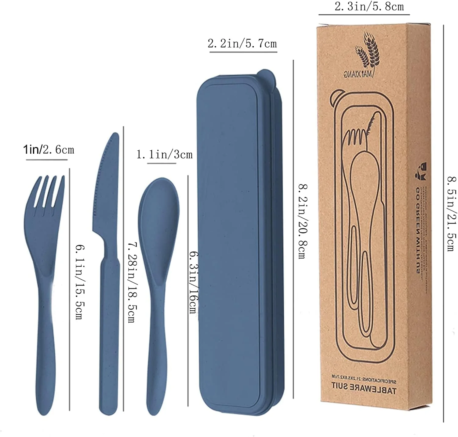 SYOSI Wheat Straw Cutlery, Reusable Portable Travel Utensil Set with Case, Spoon Knife Fork Tableware set, for Kids Adult Travel Picnic Camping or Daily Use (8 Colors) SYOSI Wheat Straw Cutlery, Reusable Portable Travel Utensil Set with Case, Spoon Knife Fork Tableware set, for Kids Adult Travel Picnic Camping or Daily Use (8 Colors)