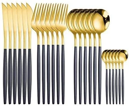 ست کارد و چنگال استیل غربی - 24 پارچه (مشکی) ست کارد و چنگال استیل غربی - 24 پارچه (مشکی)