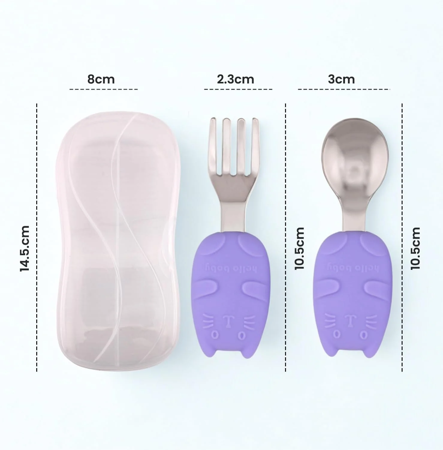 ست قاشق و چنگال استیل ضد زنگ کودک با جعبه | لبه گرد، دسته سیلیکونی نرم بدون BPA، وسایل غذاخوری کودک نوپا | ست قاشق و چنگال کودک برای جعبه ناهار | ظروف غذاخوری کودک با جعبه قابل حمل (بنفش) ست قاشق و چنگال استیل ضد زنگ کودک با جعبه | لبه گرد، دسته سیلیکونی نرم بدون BPA، وسایل غذاخوری کودک نوپا | ست قاشق و چنگال کودک برای جعبه ناهار | ظروف غذاخوری کودک با جعبه قابل حمل (بنفش)