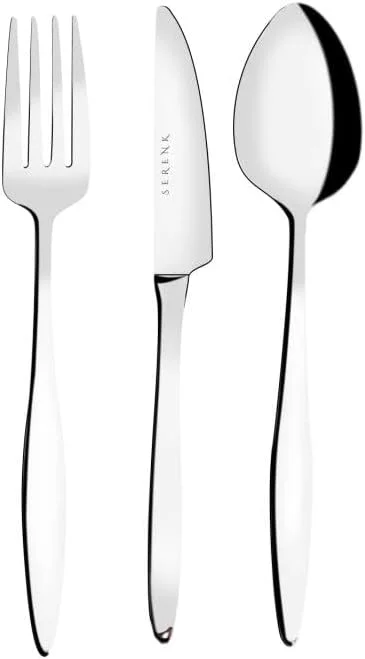 ست قاشق و چنگال استیل سرنک، ست قاشق و چنگال بادوام، استیل ضد زنگ برای استفاده روزمره، کارد و چنگال شیک برای آشپزخانه و غذاخوری (18 تکه، میلان)