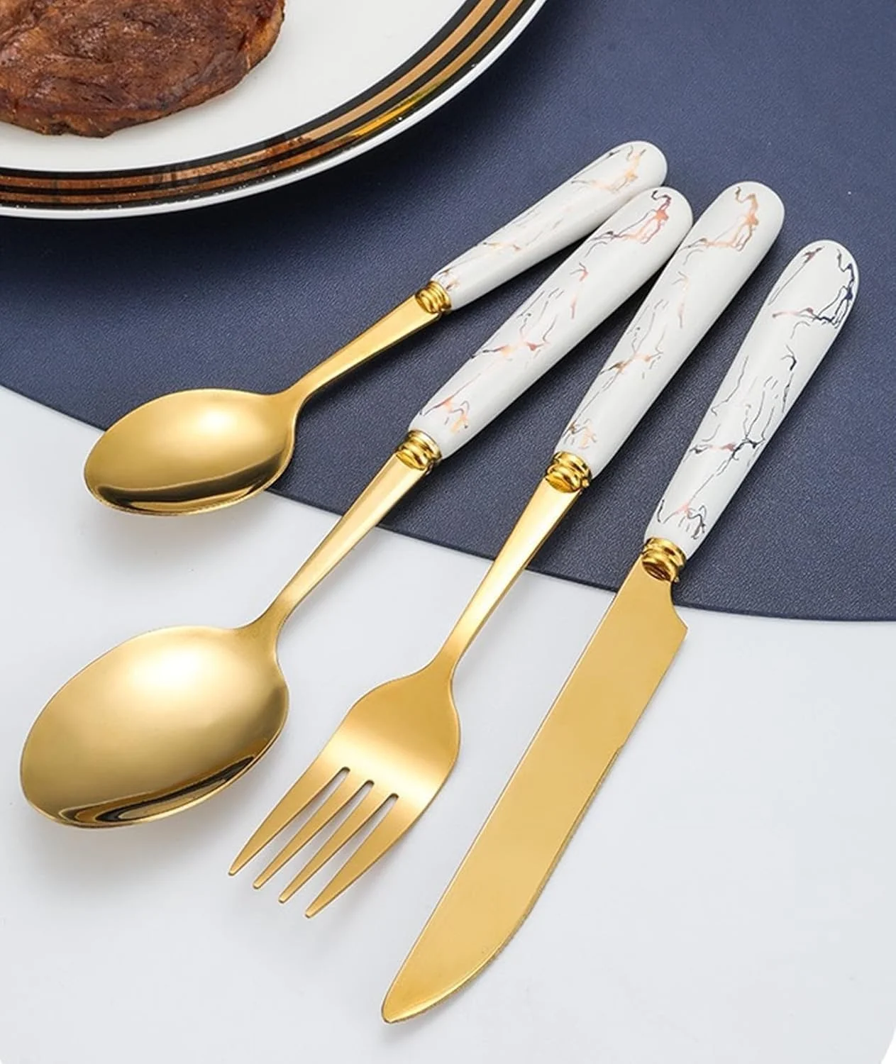 ست قاشق و چنگال طلایی Freeway، ست کارد و چنگال 24 پارچه، ست столовые приборы استیل ضد زنگ با استند، ست столовые приборы آویز کارد چنگال قاشق برای 6 نفر، ست столовые приборы صیقلی آینه ای (طرح سفید) ست قاشق و چنگال طلایی Freeway، ست کارد و چنگال 24 پارچه، ست столовые приборы استیل ضد زنگ با استند، ست столовые приборы آویز کارد چنگال قاشق برای 6 نفر، ست столовые приборы صیقلی آینه ای (طرح سفید)