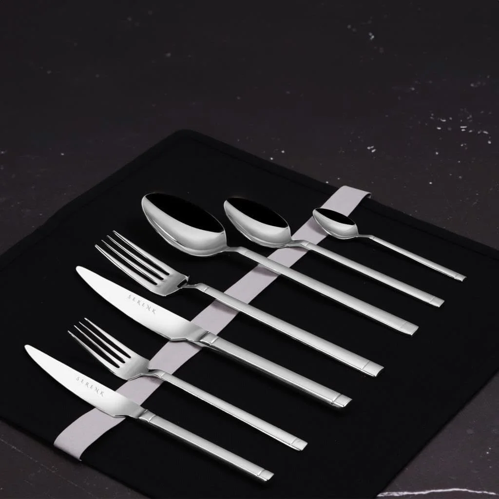 ست قاشق و چنگال استیل Serenk، ست قاشق و چنگال بادوام، استیل ضد زنگ برای استفاده روزمره، کارد و چنگال شیک برای آشپزخانه و غذاخوری (42 تکه، بارسلونا) ست قاشق و چنگال استیل Serenk، ست قاشق و چنگال بادوام، استیل ضد زنگ برای استفاده روزمره، کارد و چنگال شیک برای آشپزخانه و غذاخوری (42 تکه، بارسلونا)