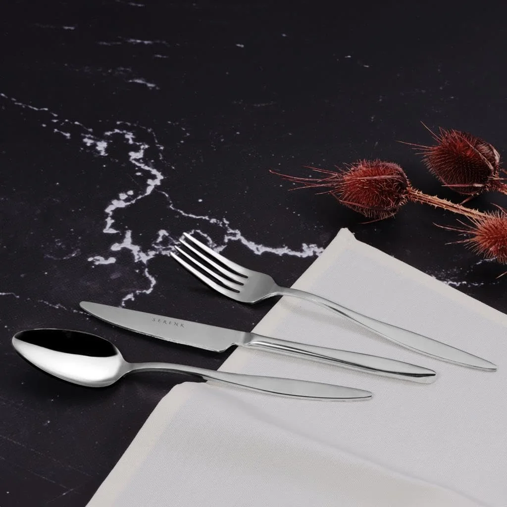 ست قاشق و چنگال استیل سرنک، ست قاشق و چنگال بادوام، استیل ضد زنگ برای استفاده روزمره، کارد و چنگال شیک برای آشپزخانه و غذاخوری (18 تکه، میلان) ست قاشق و چنگال استیل سرنک، ست قاشق و چنگال بادوام، استیل ضد زنگ برای استفاده روزمره، کارد و چنگال شیک برای آشپزخانه و غذاخوری (18 تکه، میلان)