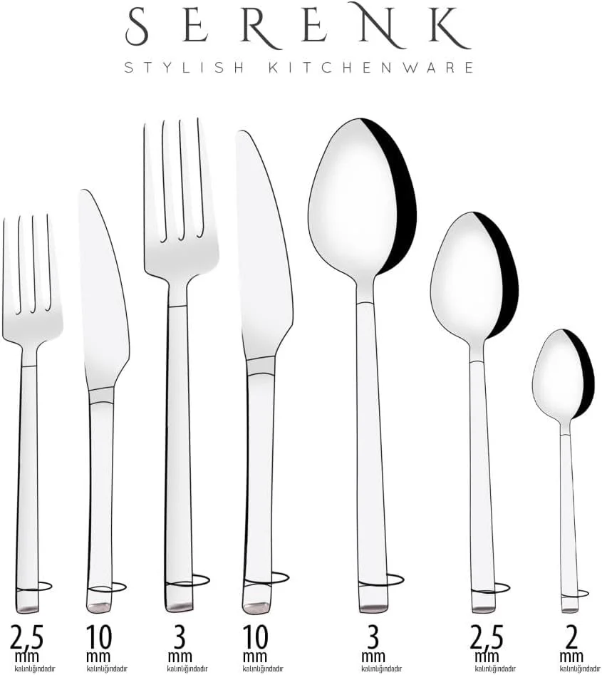 ست قاشق و چنگال استیل Serenk، ست قاشق و چنگال بادوام، استیل ضد زنگ برای استفاده روزمره، کارد و چنگال شیک برای آشپزخانه و غذاخوری (42 تکه، بارسلونا) ست قاشق و چنگال استیل Serenk، ست قاشق و چنگال بادوام، استیل ضد زنگ برای استفاده روزمره، کارد و چنگال شیک برای آشپزخانه و غذاخوری (42 تکه، بارسلونا)