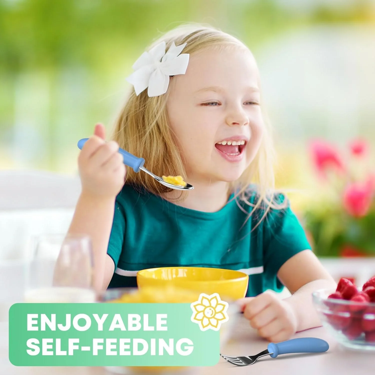 ست قاشق و چنگال کودک استیل 304 با دسته ABS و جعبه نگهداری، ترکیب چند رنگ، مناسب خودخوری، قابل شستشو در ماشین ظرفشویی (سفید + آبی) ست قاشق و چنگال کودک استیل 304 با دسته ABS و جعبه نگهداری، ترکیب چند رنگ، مناسب خودخوری، قابل شستشو در ماشین ظرفشویی (سفید + آبی)