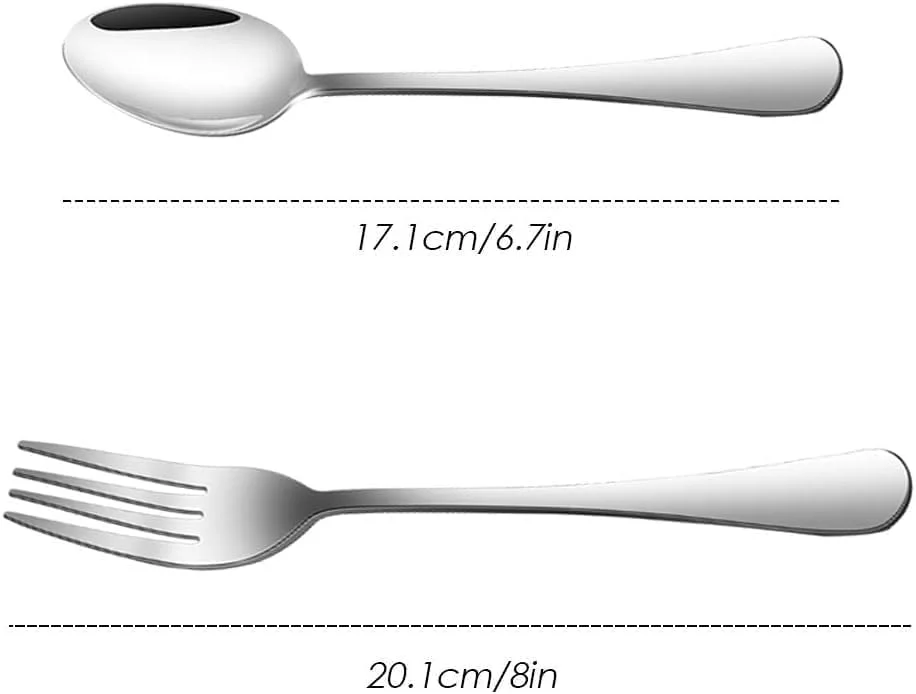 ست 12 عددی چنگال و قاشق غذاخوری استیل ضد زنگ، چنگال های سنگین (8 اینچ) و قاشق (7 اینچ)، ست کارد و چنگال ست 12 عددی چنگال و قاشق غذاخوری استیل ضد زنگ، چنگال های سنگین (8 اینچ) و قاشق (7 اینچ)، ست کارد و چنگال