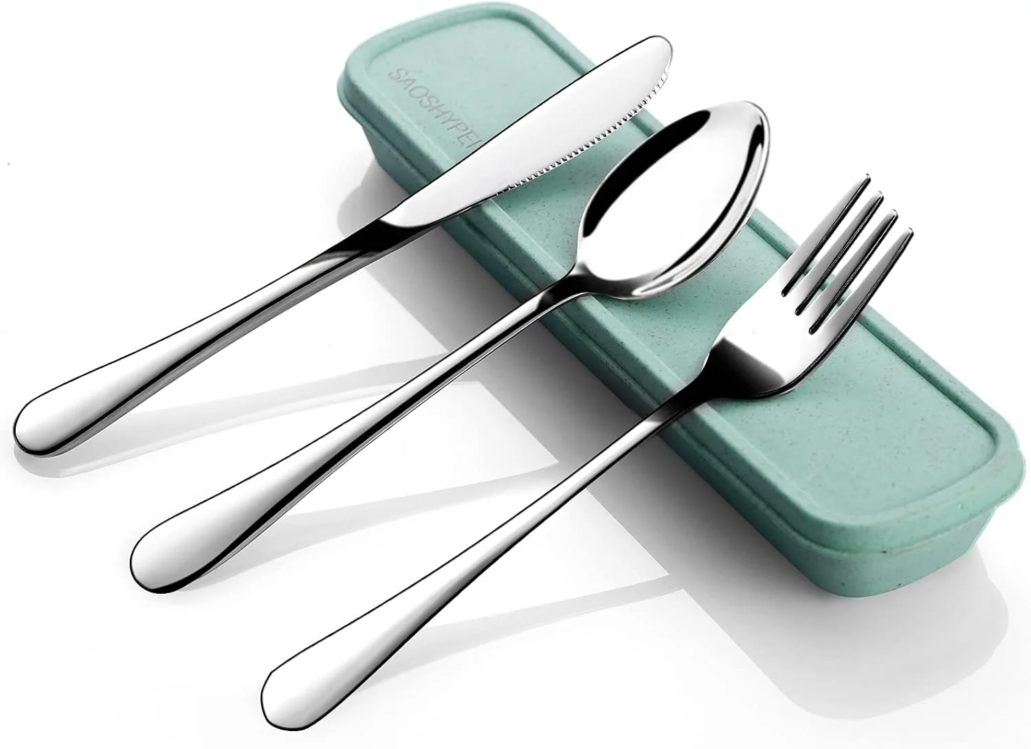 Portable Utensils Set with Case, 3 Reusable Stainless Steel Cutlery for Lunch, Camping, School, Picnic, Workplace, Travel, Lunch Box Includes Fork, Spoon