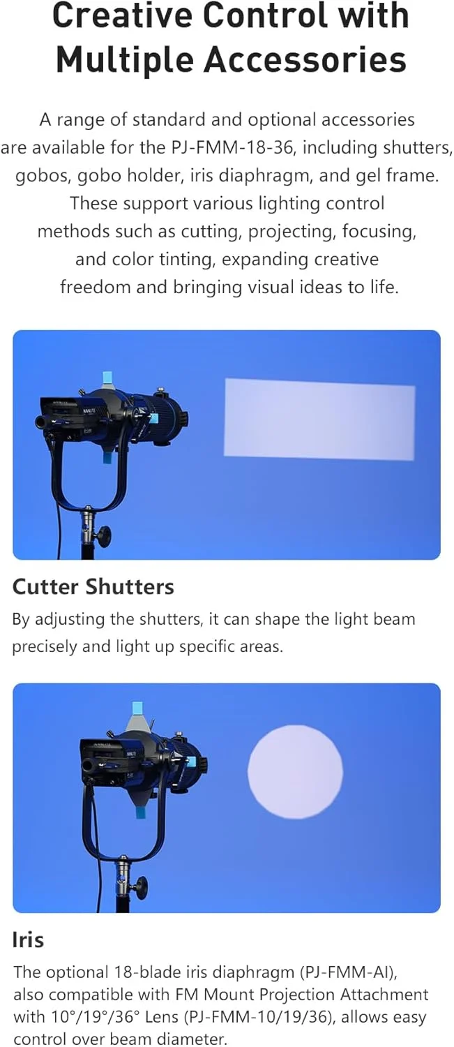 نانلایت PJ-FMM-18-36 اتصال پروژکتور با مانت FM با زاویه 18 تا 36 درجه به همراه 4 گوبو نانلایت PJ-FMM-18-36 اتصال پروژکتور با مانت FM با زاویه 18 تا 36 درجه به همراه 4 گوبو