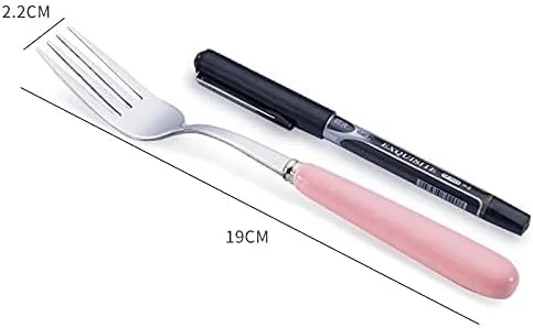 ست столовых приборов قابل حمل با کیف، چنگال و قاشق استیل ضد زنگ 304، ست столовых приборов قابل استفاده مجدد، ماشین ظرفشویی ایمن، ظروف столовых приборов با دسته های سرامیکی رنگی برای استفاده در هر مکان (صورتی) ست столовых приборов قابل حمل با کیف، چنگال و قاشق استیل ضد زنگ 304، ست столовых приборов قابل استفاده مجدد، ماشین ظرفشویی ایمن، ظروف столовых приборов با دسته های سرامیکی رنگی برای استفاده در هر مکان (صورتی)