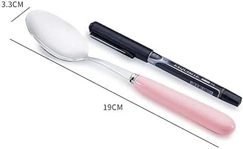 ست столовых приборов قابل حمل با کیف، چنگال و قاشق استیل ضد زنگ 304، ست столовых приборов قابل استفاده مجدد، ماشین ظرفشویی ایمن، ظروف столовых приборов با دسته های سرامیکی رنگی برای استفاده در هر مکان (صورتی) ست столовых приборов قابل حمل با کیف، چنگال و قاشق استیل ضد زنگ 304، ست столовых приборов قابل استفاده مجدد، ماشین ظرفشویی ایمن، ظروف столовых приборов با دسته های سرامیکی رنگی برای استفاده در هر مکان (صورتی)