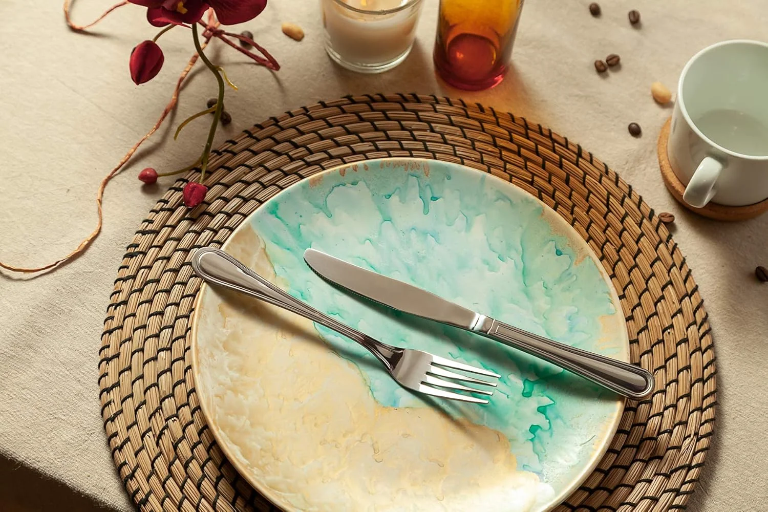 ست کارد و چنگال 24 پارچه استیل اتو کونینگ - فرانکفورت - پرداخت آینه ای - قابل شستشو در ماشین ظرفشویی - شامل چنگال، قاشق، چاقو و قاشق چای خوری - یک ست کارد و چنگال برای 6 نفر - طراحی کلاسیک