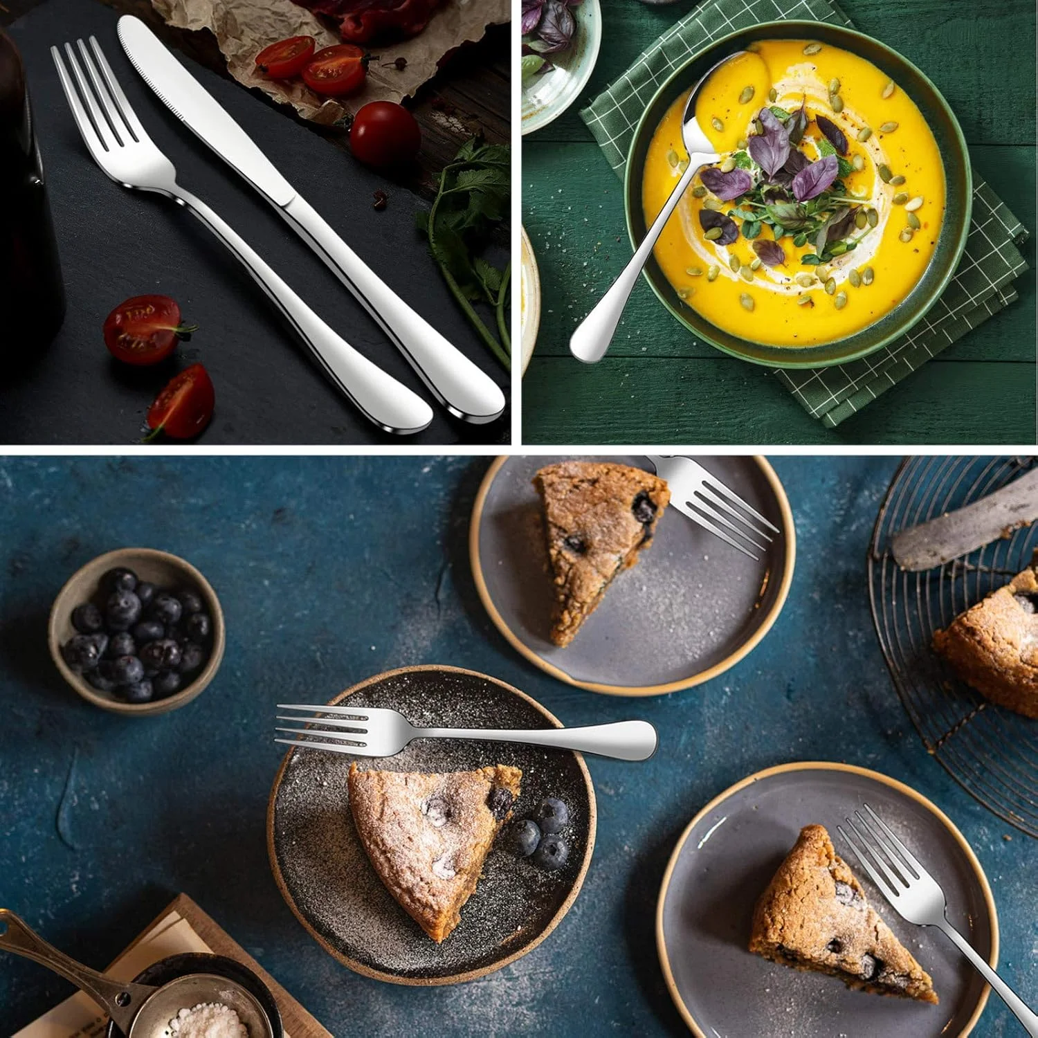 ست کارد و چنگال اونادر، ست کارد و چنگال استیل ضد زنگ 24 تکه برای 6 نفر، ست نقره ای شامل چاقو، چنگال و قاشق، ظروف غذاخوری شیک برای استفاده روزانه/کریسمس، پرداخت آینه ای. قابل شستشو در ماشین ظرفشویی ست کارد و چنگال اونادر، ست کارد و چنگال استیل ضد زنگ 24 تکه برای 6 نفر، ست نقره ای شامل چاقو، چنگال و قاشق، ظروف غذاخوری شیک برای استفاده روزانه/کریسمس، پرداخت آینه ای. قابل شستشو در ماشین ظرفشویی