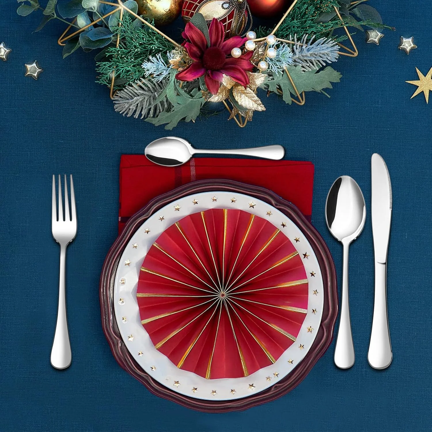 ست کارد و چنگال اونادر، ست کارد و چنگال استیل ضد زنگ 24 تکه برای 6 نفر، ست نقره ای شامل چاقو، چنگال و قاشق، ظروف غذاخوری شیک برای استفاده روزانه/کریسمس، پرداخت آینه ای. قابل شستشو در ماشین ظرفشویی ست کارد و چنگال اونادر، ست کارد و چنگال استیل ضد زنگ 24 تکه برای 6 نفر، ست نقره ای شامل چاقو، چنگال و قاشق، ظروف غذاخوری شیک برای استفاده روزانه/کریسمس، پرداخت آینه ای. قابل شستشو در ماشین ظرفشویی