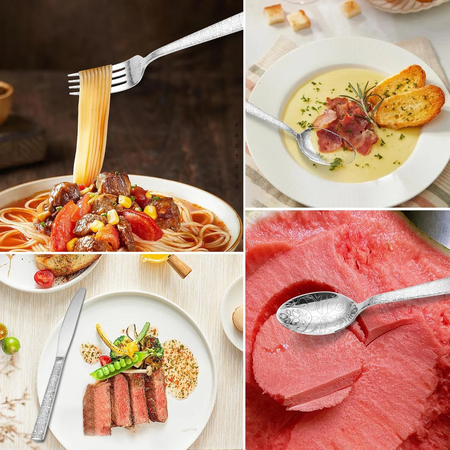 ست کارد و چنگال نوااستیل، طرح های نفیس، ست کارد و چنگال استیل چند نفره، قابل شستشو در ماشین ظرفشویی، مقاوم در برابر زنگ زدگی، مناسب برای رستوران و منزل (24 پارچه، نقره ای) ست کارد و چنگال نوااستیل، طرح های نفیس، ست کارد و چنگال استیل چند نفره، قابل شستشو در ماشین ظرفشویی، مقاوم در برابر زنگ زدگی، مناسب برای رستوران و منزل (24 پارچه، نقره ای)