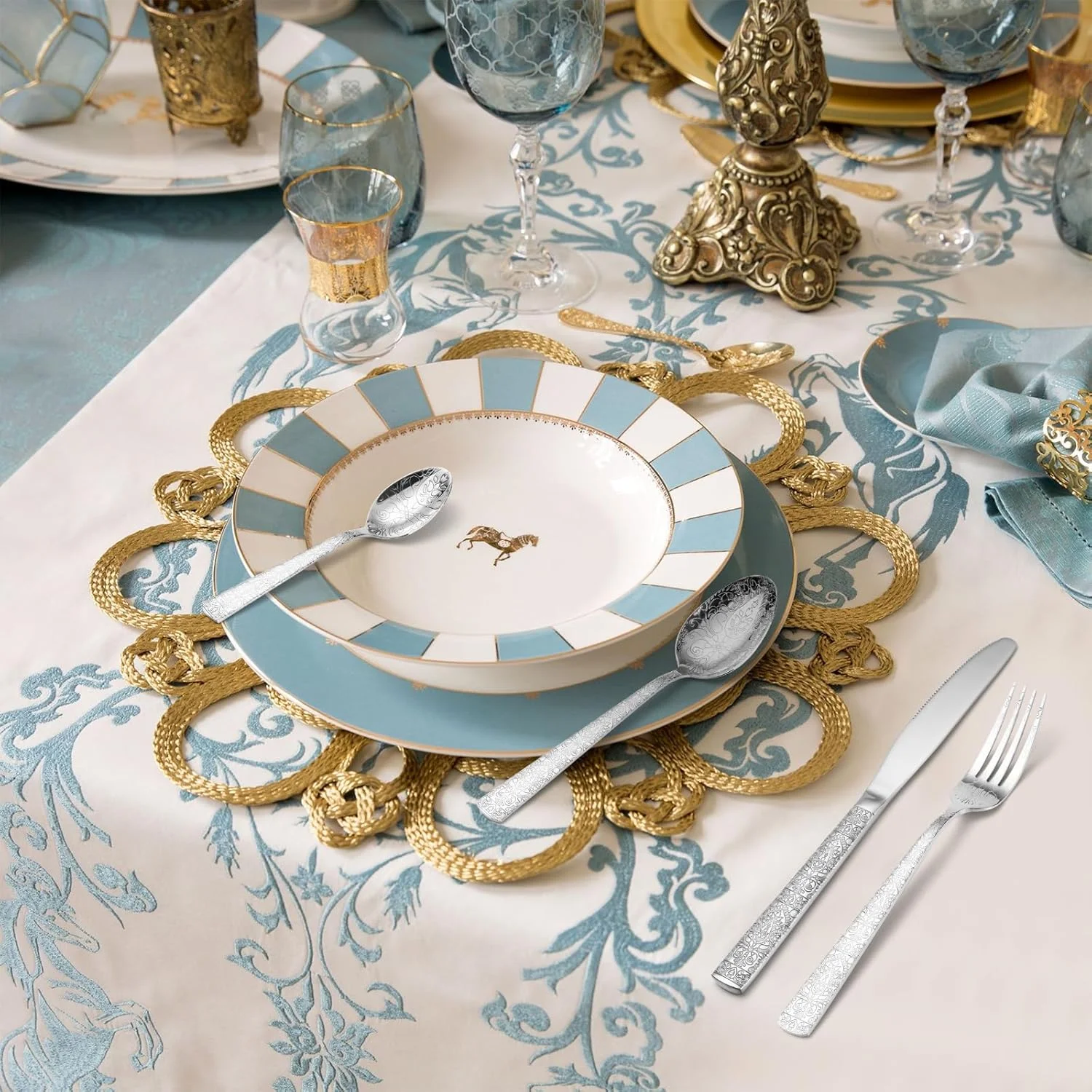 ست کارد و چنگال نوااستیل، طرح های نفیس، ست کارد و چنگال استیل چند نفره، قابل شستشو در ماشین ظرفشویی، مقاوم در برابر زنگ زدگی، مناسب برای رستوران و منزل (24 پارچه، نقره ای) ست کارد و چنگال نوااستیل، طرح های نفیس، ست کارد و چنگال استیل چند نفره، قابل شستشو در ماشین ظرفشویی، مقاوم در برابر زنگ زدگی، مناسب برای رستوران و منزل (24 پارچه، نقره ای)