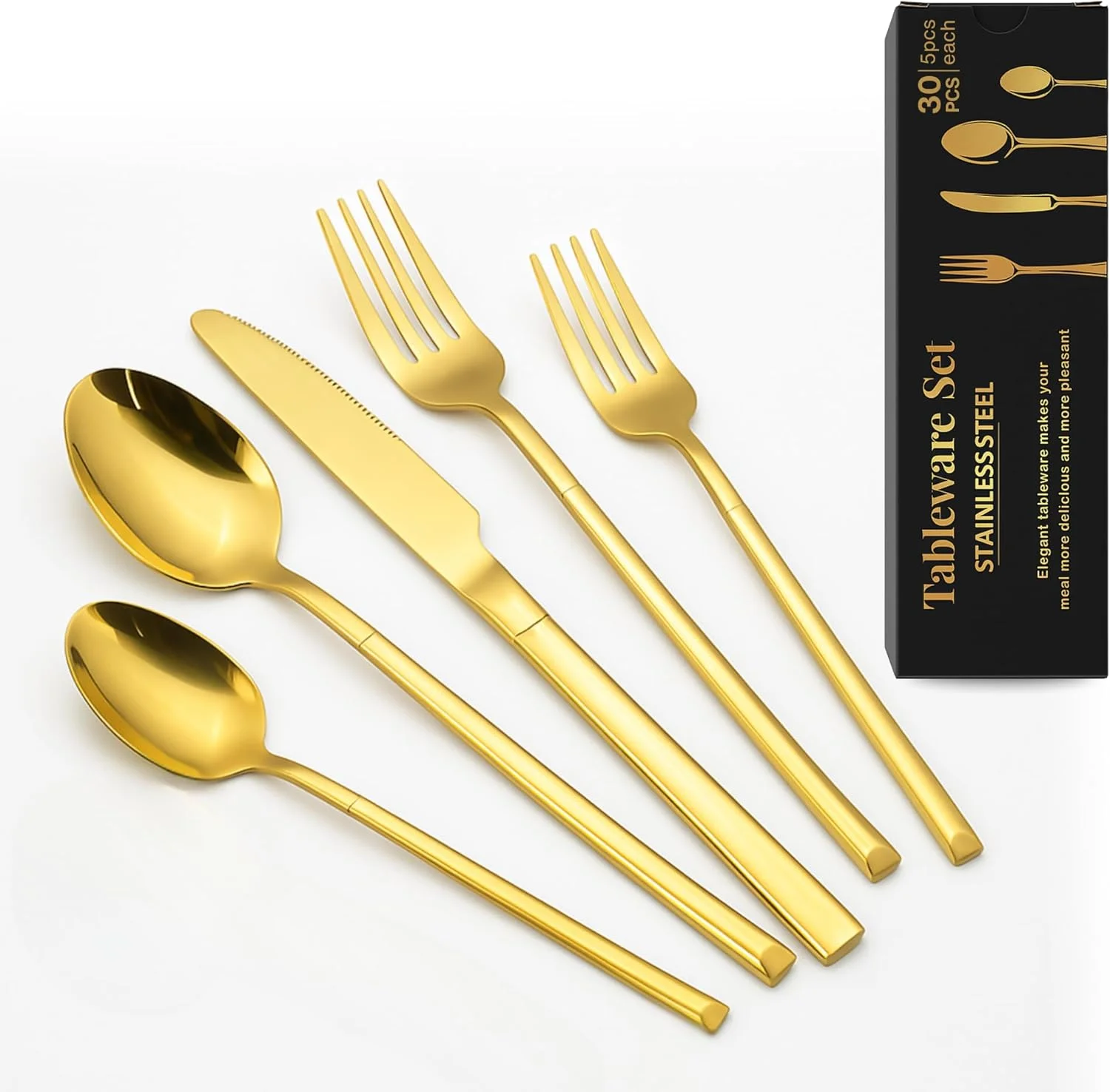 ست столовых приборов 30 تکه نکسو با روکش طلای تیتانیومی | ست столовых приборов شیک برای 6 نفر با ظروف سرو - پرداخت آینه ای ممتاز | چاقو، چنگال، قاشق و قاشق چایخوری | قابل شستشو در ماشین ظرفشویی ست столовых приборов 30 تکه نکسو با روکش طلای تیتانیومی | ست столовых приборов شیک برای 6 نفر با ظروف سرو - پرداخت آینه ای ممتاز | چاقو، چنگال، قاشق و قاشق چایخوری | قابل شستشو در ماشین ظرفشویی