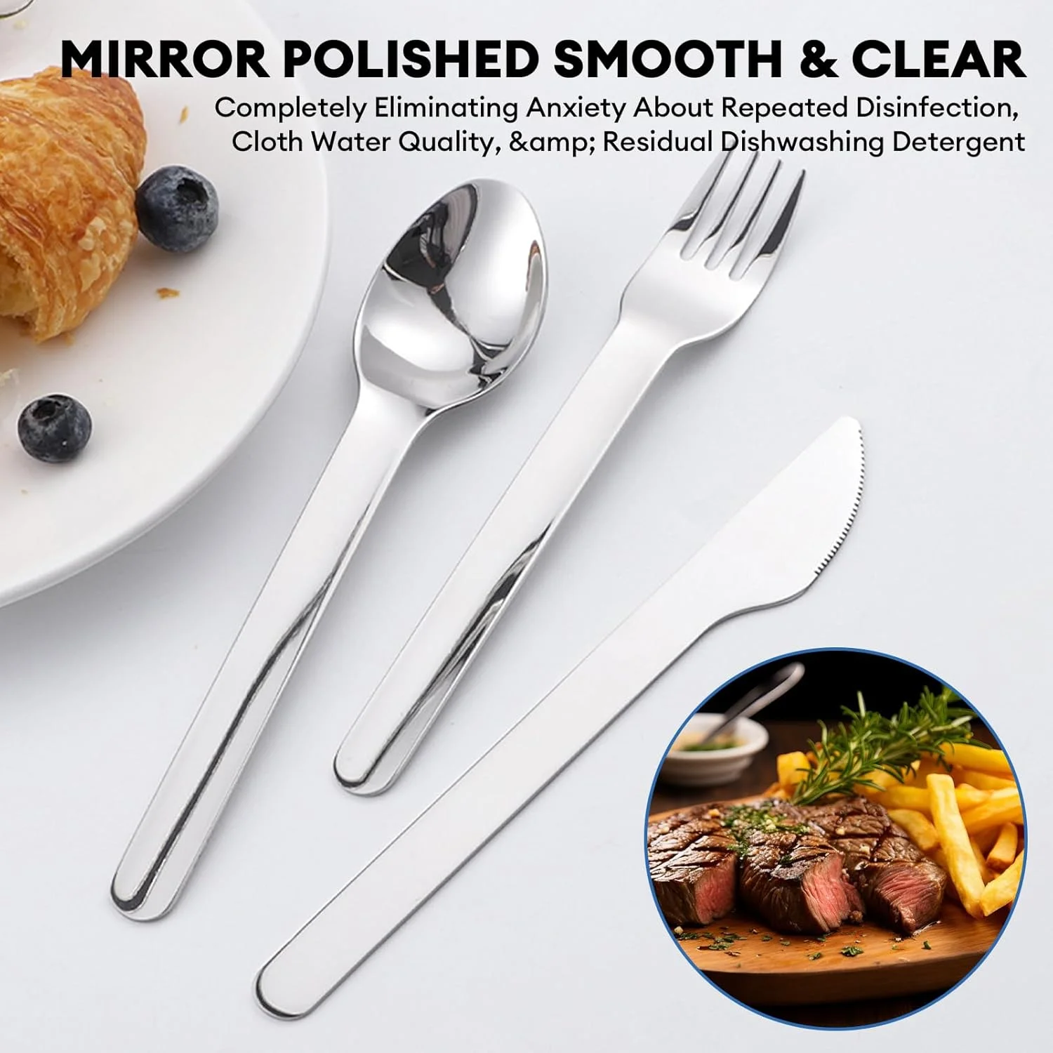 ست کارد و چنگال قابل حمل نالینا با جعبه، ست کارد و چنگال مسافرتی، ست کارد و چنگال قابل استفاده مجدد، چاقو، چنگال، قاشق استیل ضد زنگ، برای کمپینگ، پیک نیک، پیاده روی، دفتر (6.7 اینچ، نقره ای)