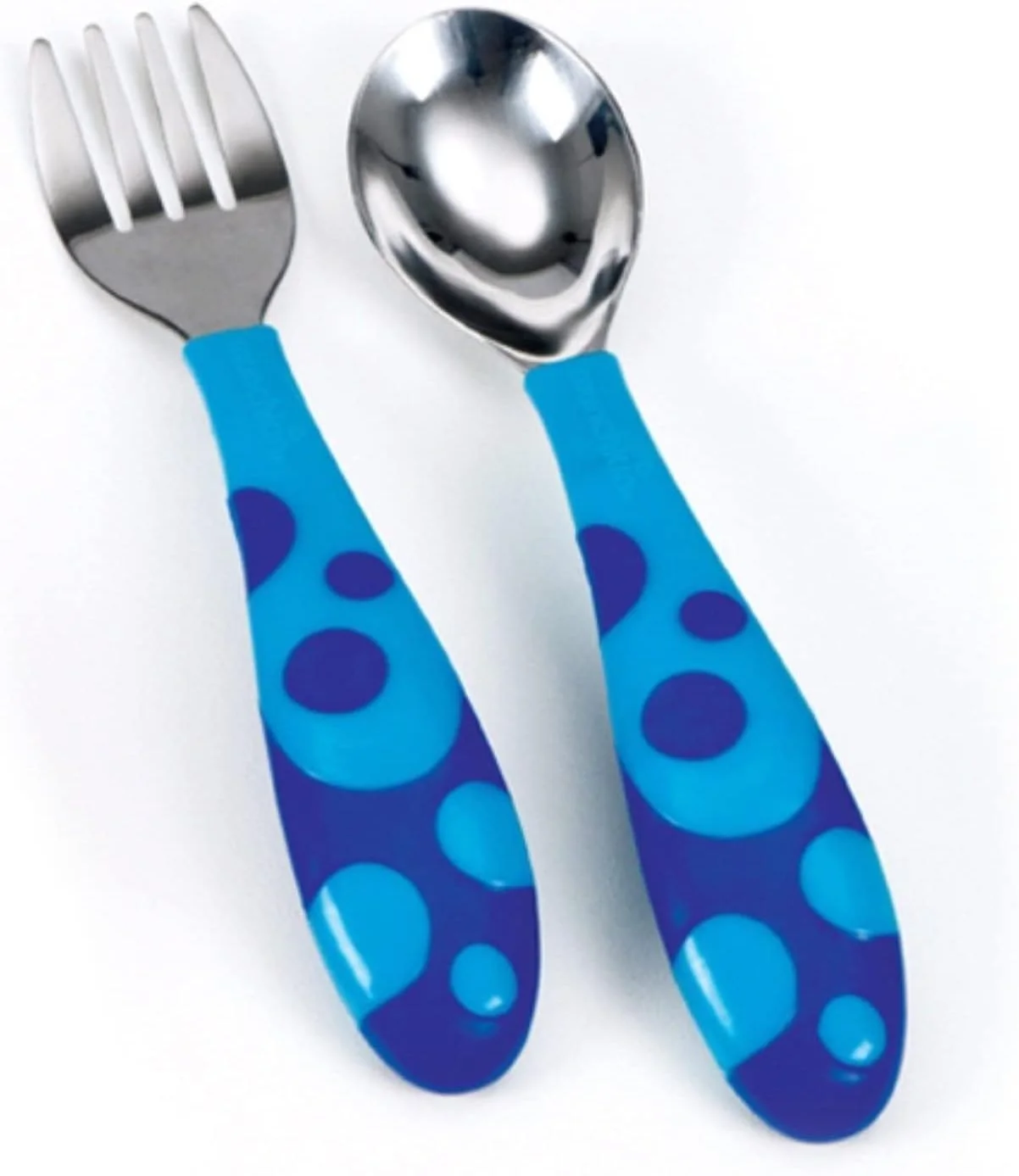 ست قاشق و چنگال کودک مانچکین، کارد و چنگال ایمن برای کودکان، نگه داشتن آسان برای دستان کوچک، لبه های نرم، یک جفت چنگال و قاشق، کودک نوپا/کودکان، 12 ماه به بالا، آبی، بسته 2 عددی ست قاشق و چنگال کودک مانچکین، کارد و چنگال ایمن برای کودکان، نگه داشتن آسان برای دستان کوچک، لبه های نرم، یک جفت چنگال و قاشق، کودک نوپا/کودکان، 12 ماه به بالا، آبی، بسته 2 عددی