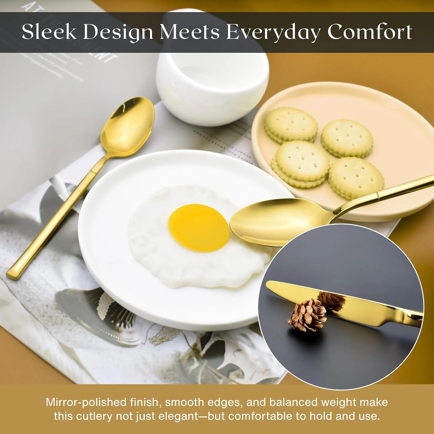 ست столовых приборов 30 تکه نکسو با روکش طلای تیتانیومی | ست столовых приборов شیک برای 6 نفر با ظروف سرو - پرداخت آینه ای ممتاز | چاقو، چنگال، قاشق و قاشق چایخوری | قابل شستشو در ماشین ظرفشویی ست столовых приборов 30 تکه نکسو با روکش طلای تیتانیومی | ست столовых приборов شیک برای 6 نفر با ظروف سرو - پرداخت آینه ای ممتاز | چاقو، چنگال، قاشق و قاشق چایخوری | قابل شستشو در ماشین ظرفشویی