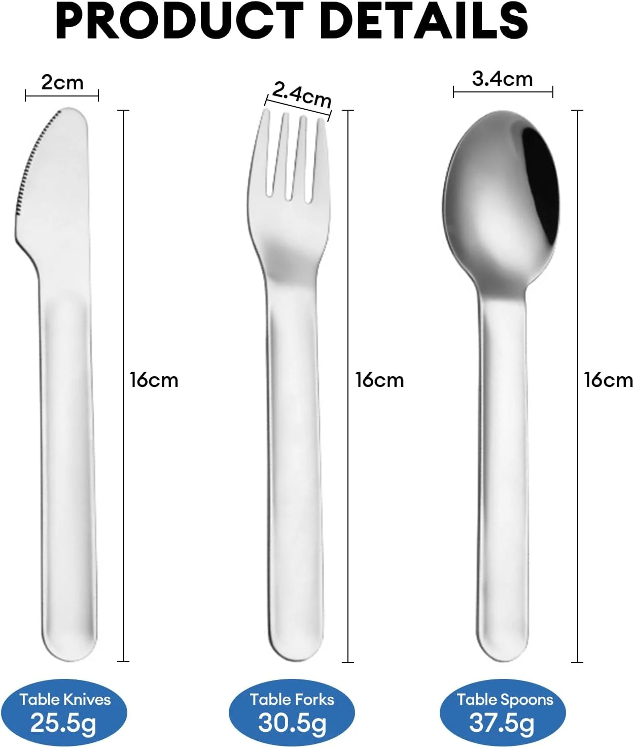 ست کارد و چنگال قابل حمل نالینا با جعبه، ست کارد و چنگال مسافرتی، ست کارد و چنگال قابل استفاده مجدد، چاقو، چنگال، قاشق استیل ضد زنگ، برای کمپینگ، پیک نیک، پیاده روی، دفتر (6.7 اینچ، نقره ای)