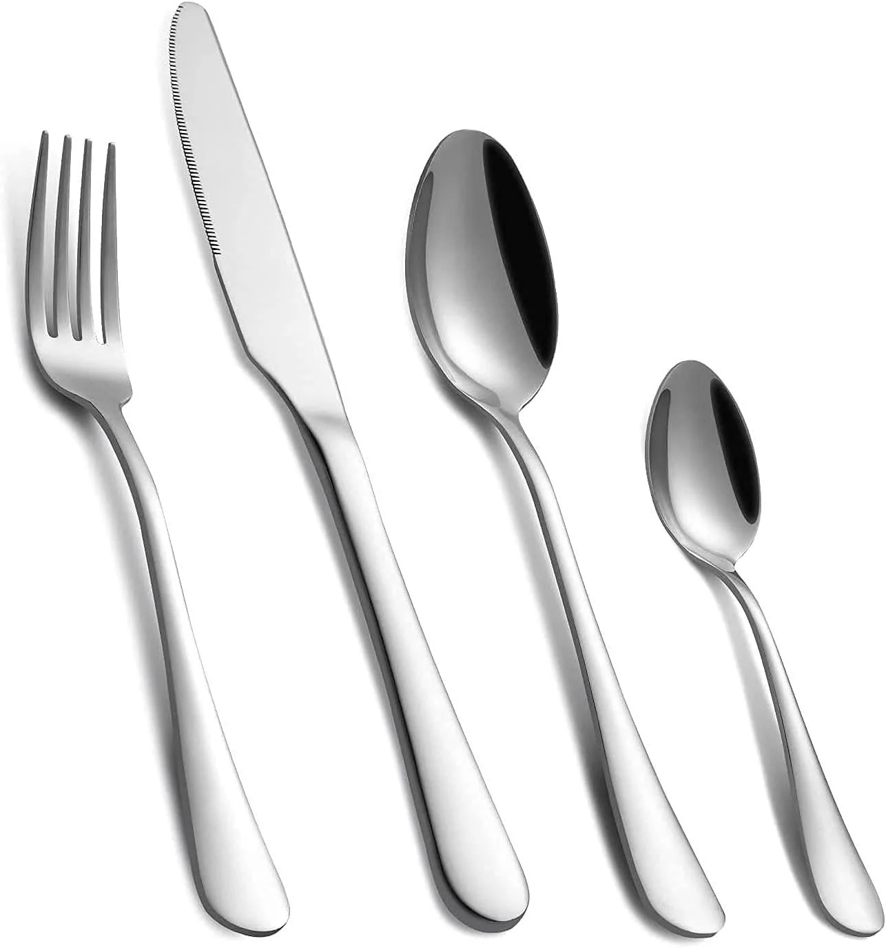 ست کارد و چنگال ۲۴ پارچه Mariyab، استیل ضد زنگ، مناسب برای منزل/اداره/مهمانی/کمپینگ، سرویس کارد، چنگال، قاشق برای ۶ نفر، پرداخت آینهای ست کارد و چنگال ۲۴ پارچه Mariyab، استیل ضد زنگ، مناسب برای منزل/اداره/مهمانی/کمپینگ، سرویس کارد، چنگال، قاشق برای ۶ نفر، پرداخت آینهای