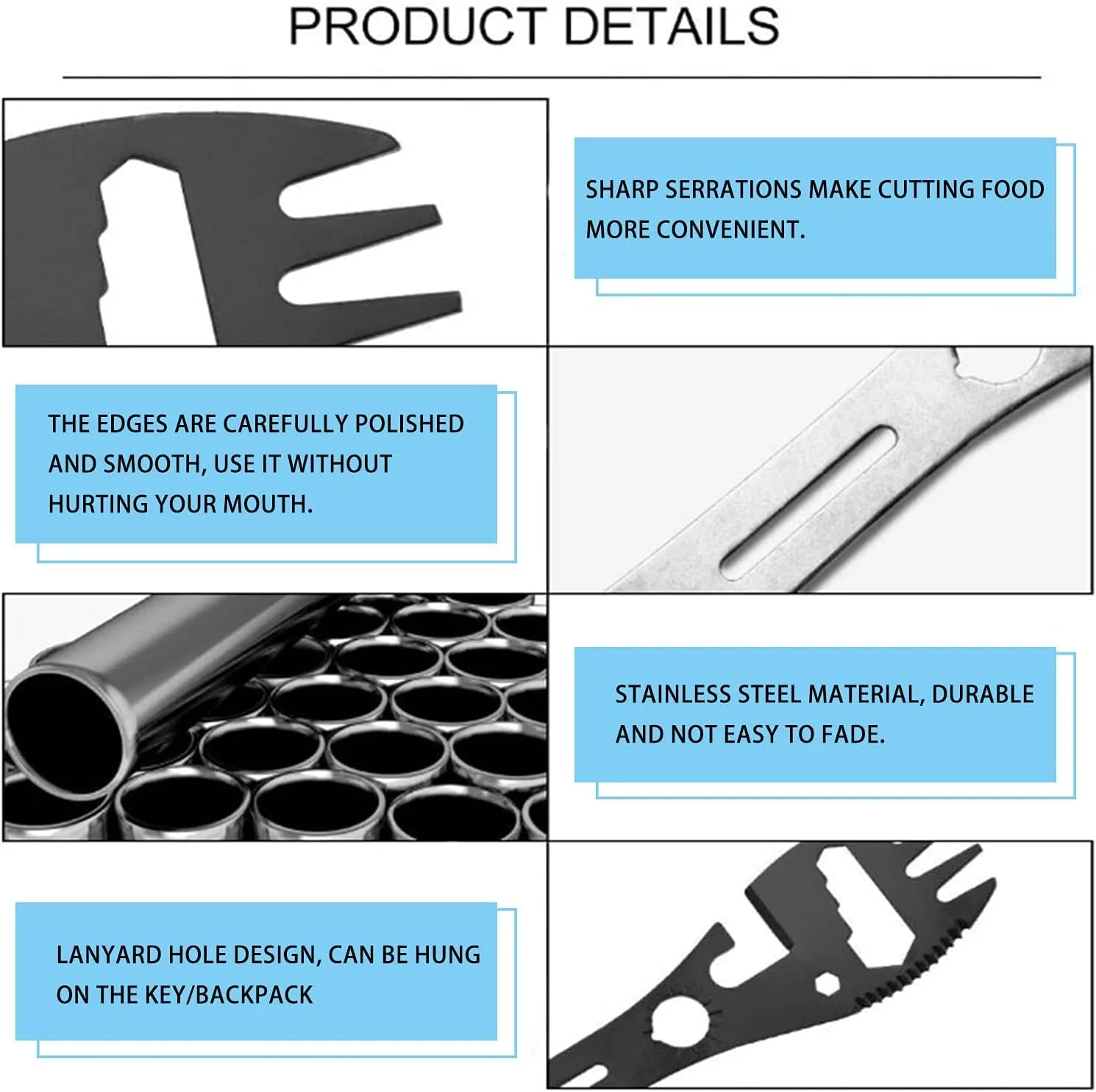 قاشق چنگال سفری، قاشق چنگال چندکاره، قاشق چنگال استیل ضد زنگ چند منظوره، قاشق چنگال قابل حمل دربازکن قوطی و بطری برای کمپینگ، مسافرت، کوله گردی، پیاده روی و فعالیت های فضای باز (10 در 1) 2 عدد قاشق چنگال سفری، قاشق چنگال چندکاره، قاشق چنگال استیل ضد زنگ چند منظوره، قاشق چنگال قابل حمل دربازکن قوطی و بطری برای کمپینگ، مسافرت، کوله گردی، پیاده روی و فعالیت های فضای باز (10 در 1) 2 عدد